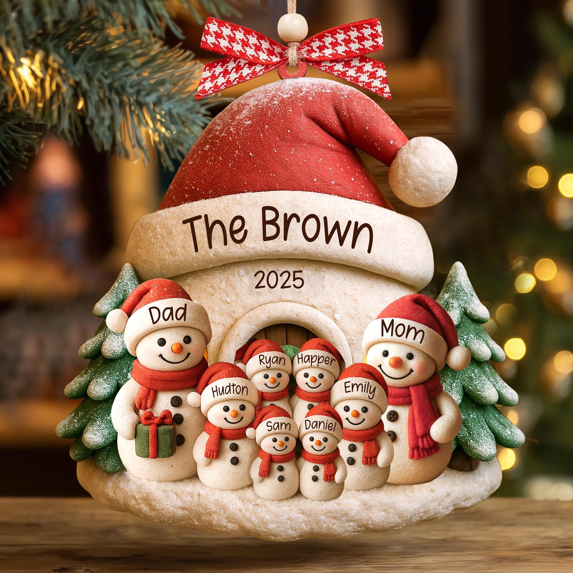 Personalized Snowman Ornament, Acrylic Family Christmas Tree Decor, Holiday Keepsake, Christmas Decor, Xmas Gift