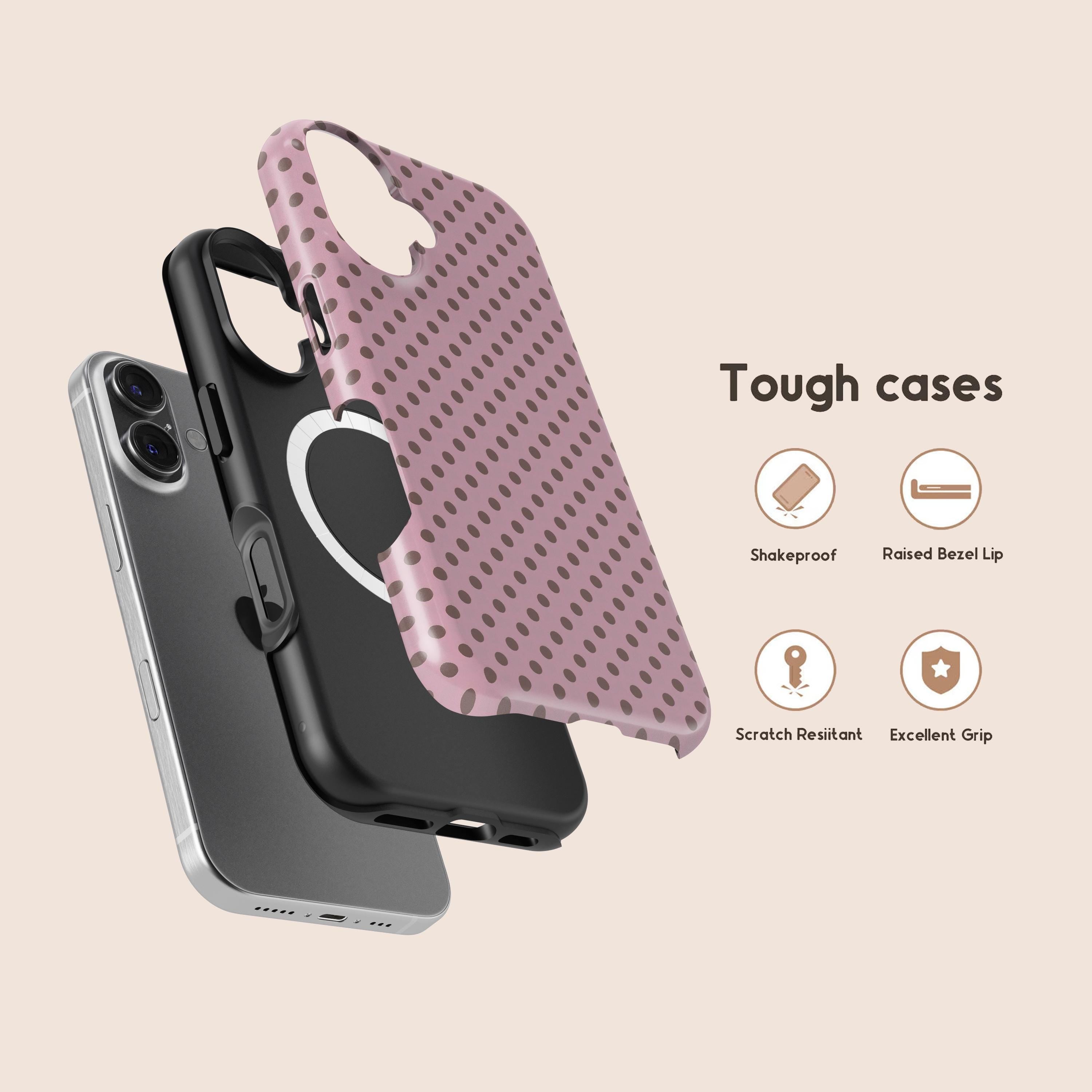 Polka Dot Cute Soft Girl Phone Case – Y2K Aesthetic Cover for iPhone 17/16/15/14/13/12 Pro Max| H9Neko