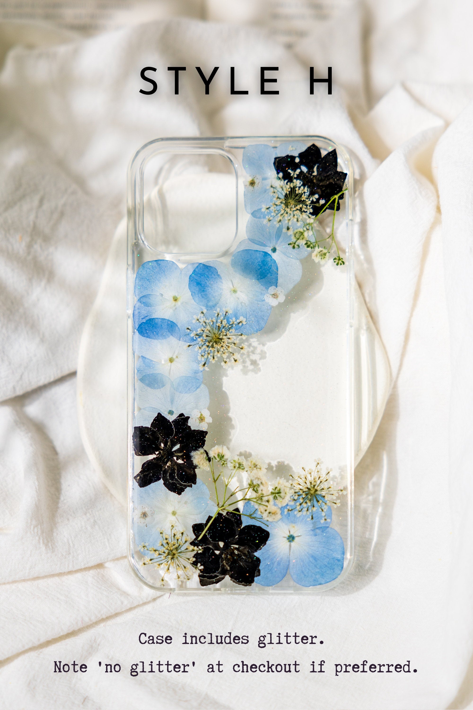 Real Pressed Flower Phone Case – Handmade Floral Resin Cover for iPhone 17/16/15 Pro Max | H9Neko