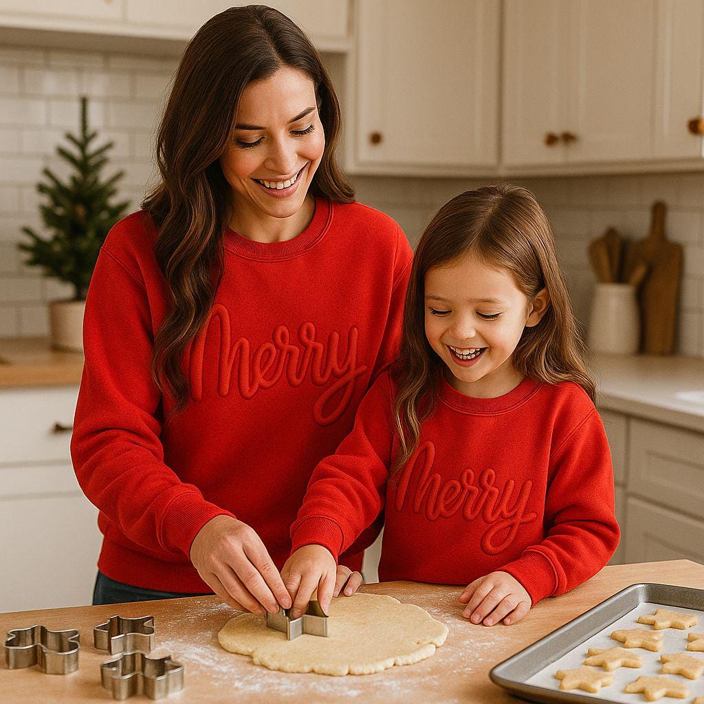 Embossed Christmas Sweatshirt – Merry Christmas Crewneck Cute Winter Sweater | H9Neko