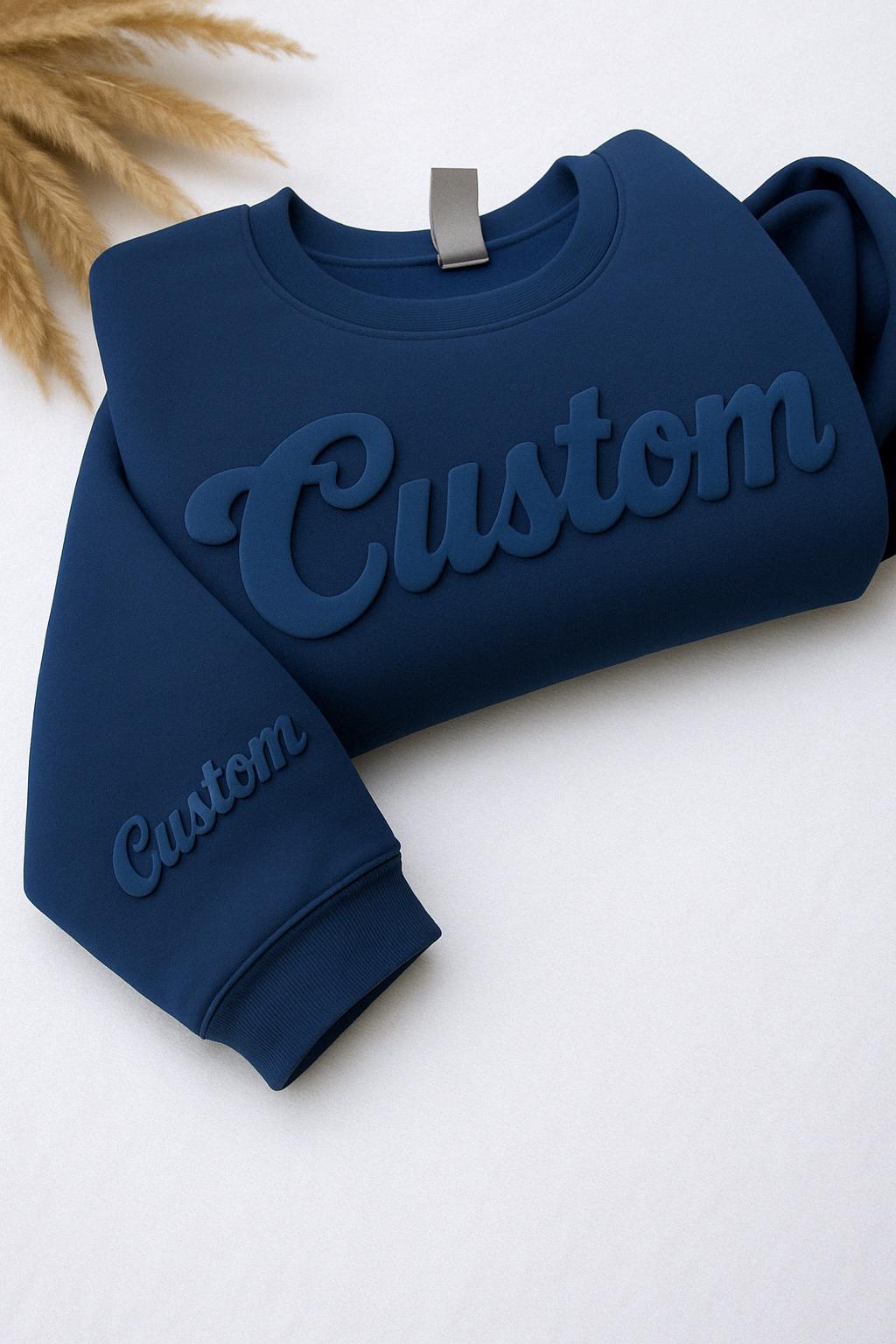 Custom Puff 3D Sweatshirt – Personalized Embossed Raised Text Pullover | H9Neko