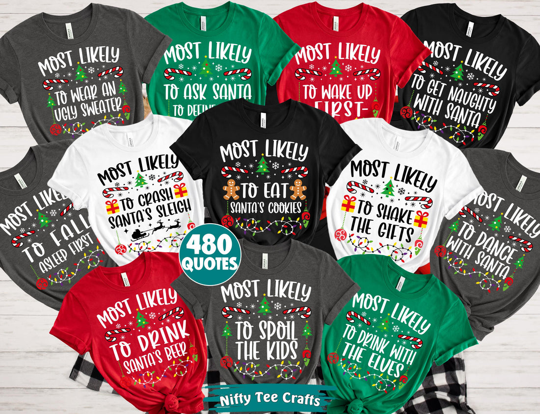 H9NEKO Funny Most Likely to Christmas Shirt - Family Matching Long Sleeve 2025