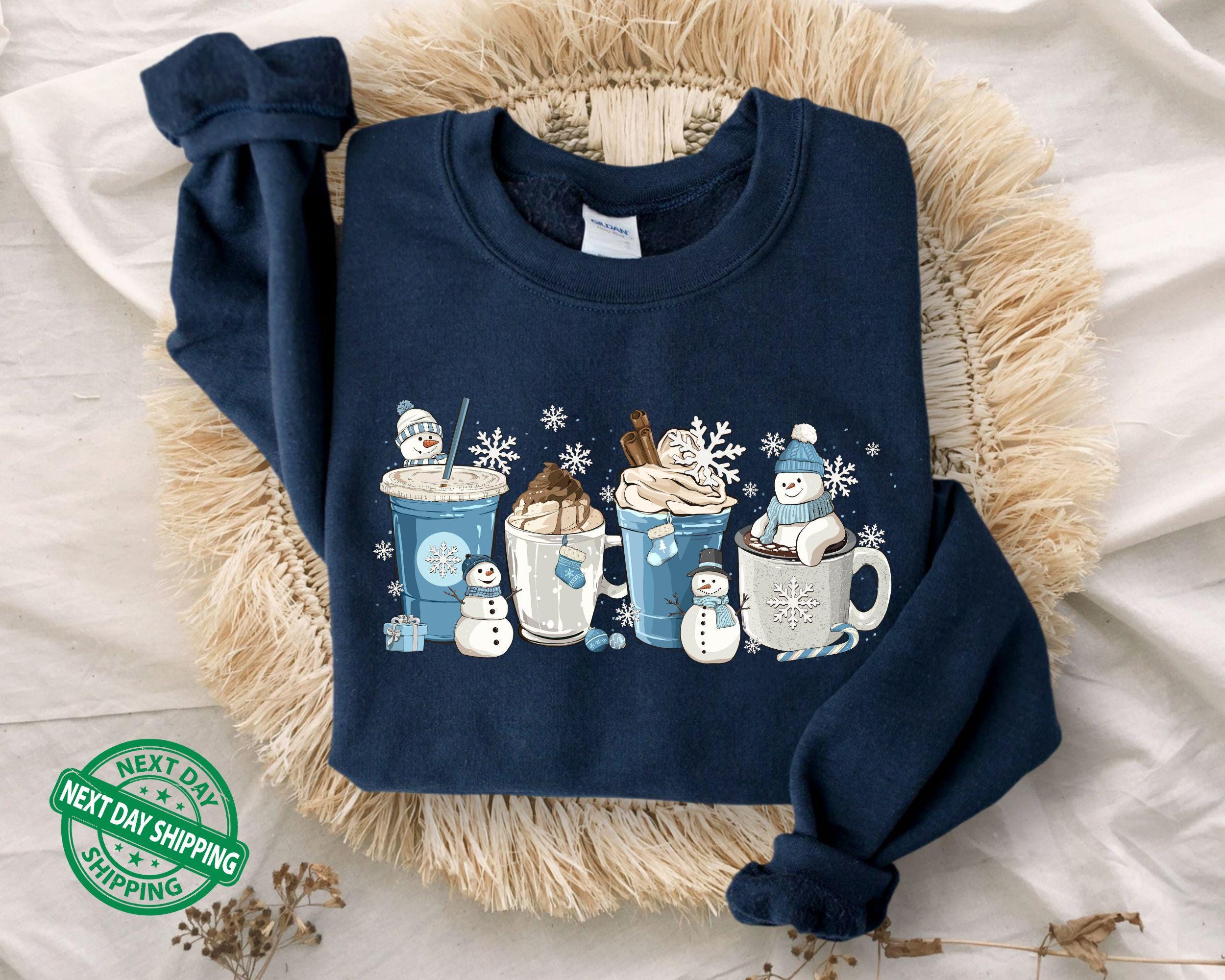 H9NEKO Winter Coffee Cups Hoodie - Cozy Season Pullover Gift