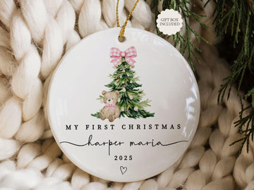 H9neko Personalized Baby Girl First Christmas Ornament 2025