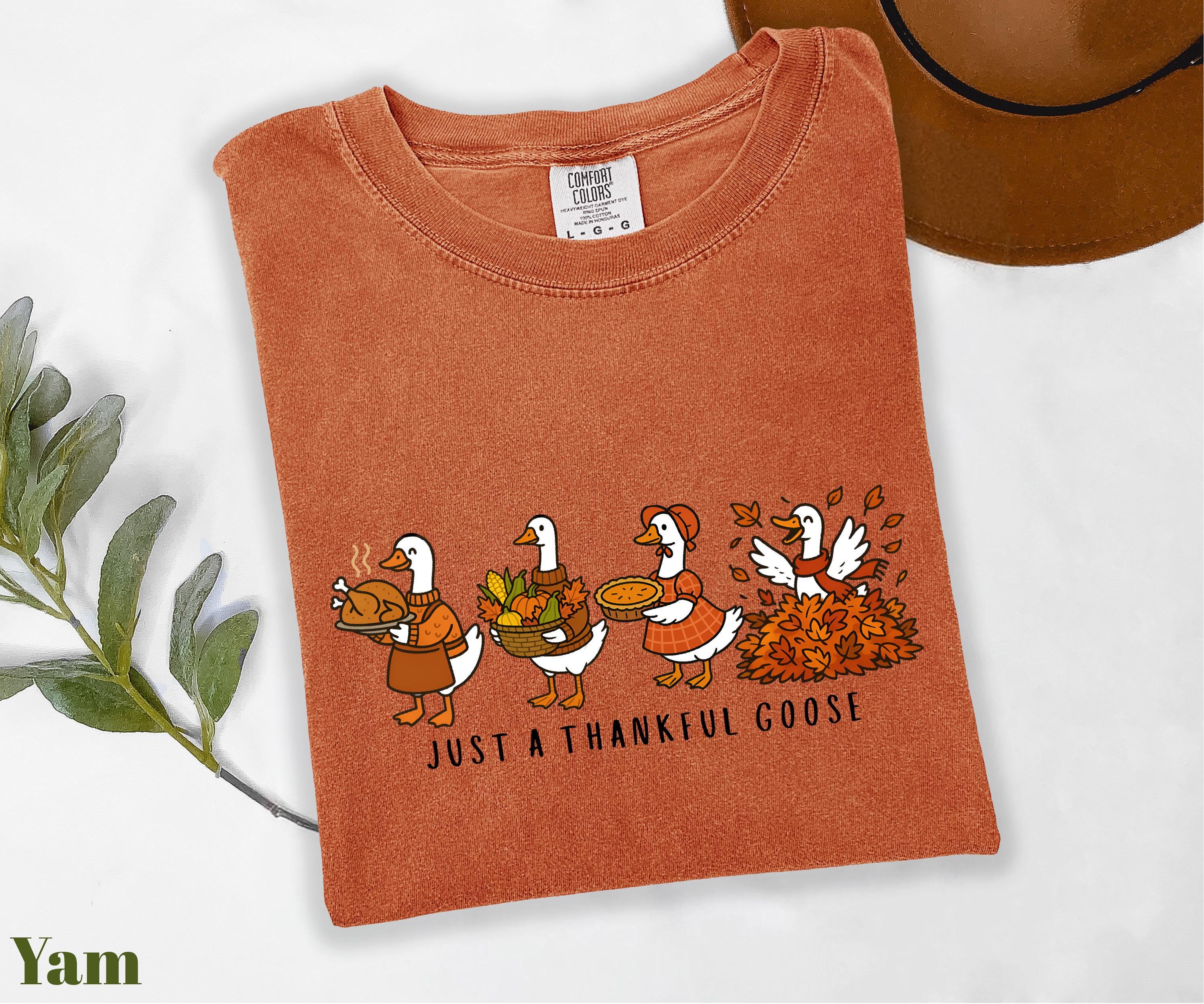 H9Neko Comfort Colors Thankful Goose Thanksgiving T-Shirt – Silly Goose Tee, Family Fall Shirt, Autumn Vibes Graphic Tee
