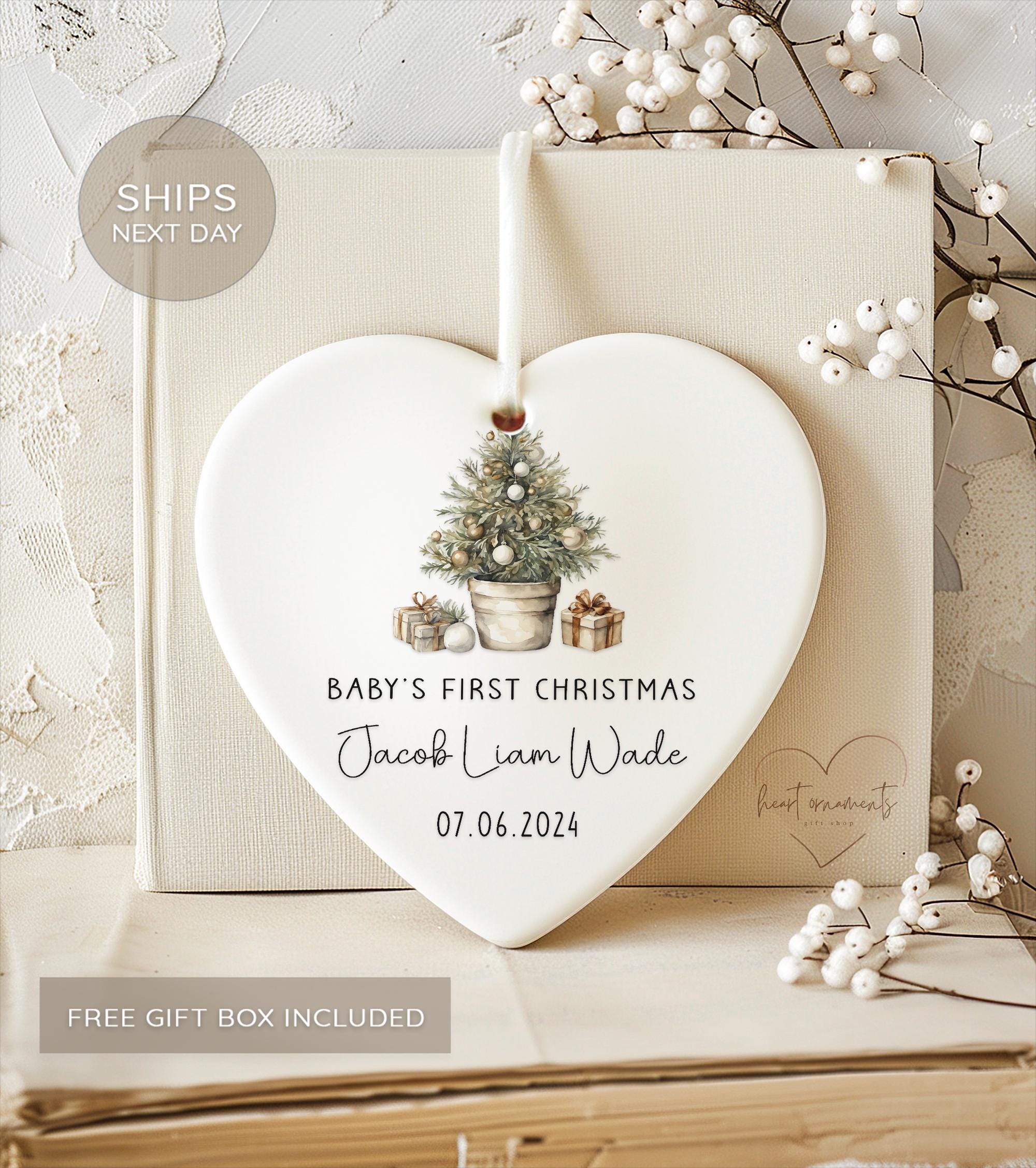 Personalized 2025 Baby’s First Christmas Ornament Gift by H9neko