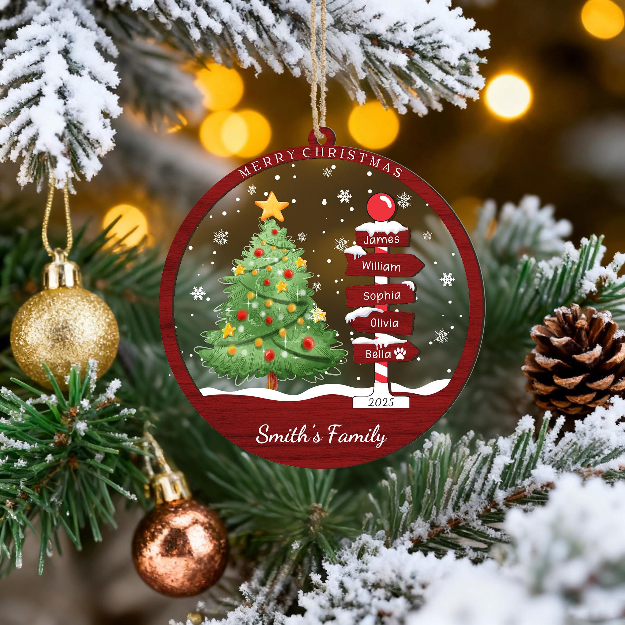 Personalized Christmas Ornament with Names,Custom 2026 Family Ornament,Christmas Tree Ornament,Christmas Tree Decor,Holiday Keepsake