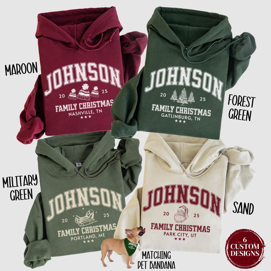 H9NEKO Personalized Family Christmas Hoodies - Vintage Santa Gift