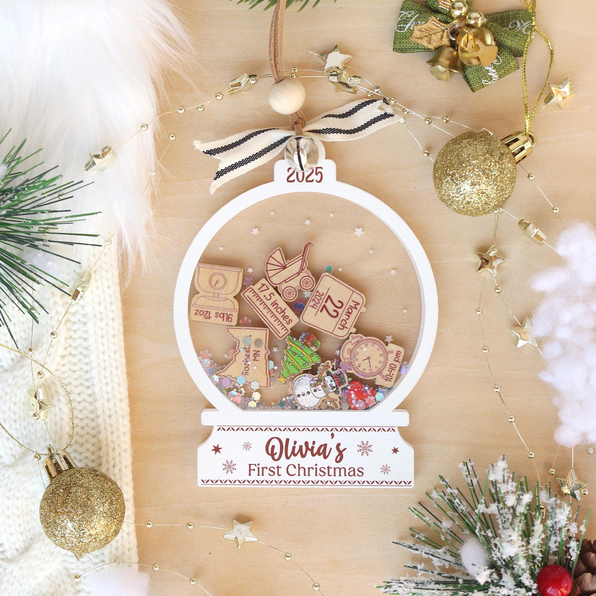 Baby’s First Christmas Ornament 2025 | Unique 4D Acrylic Shaker Keepsake Gift