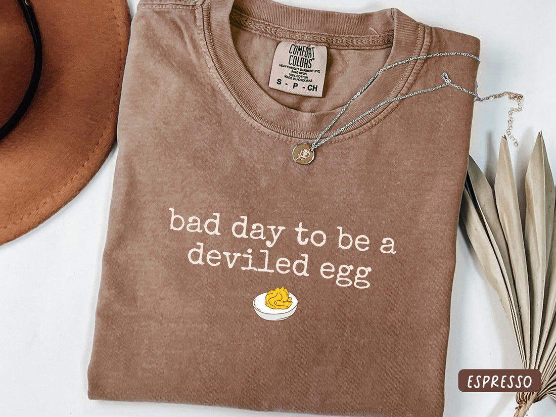 H9Neko Funny Thanksgiving Shirt – “Bad Day to Be a Deviled Egg” Comfort Colors Tee, Sarcastic Friendsgiving Food Humor T-Shirt