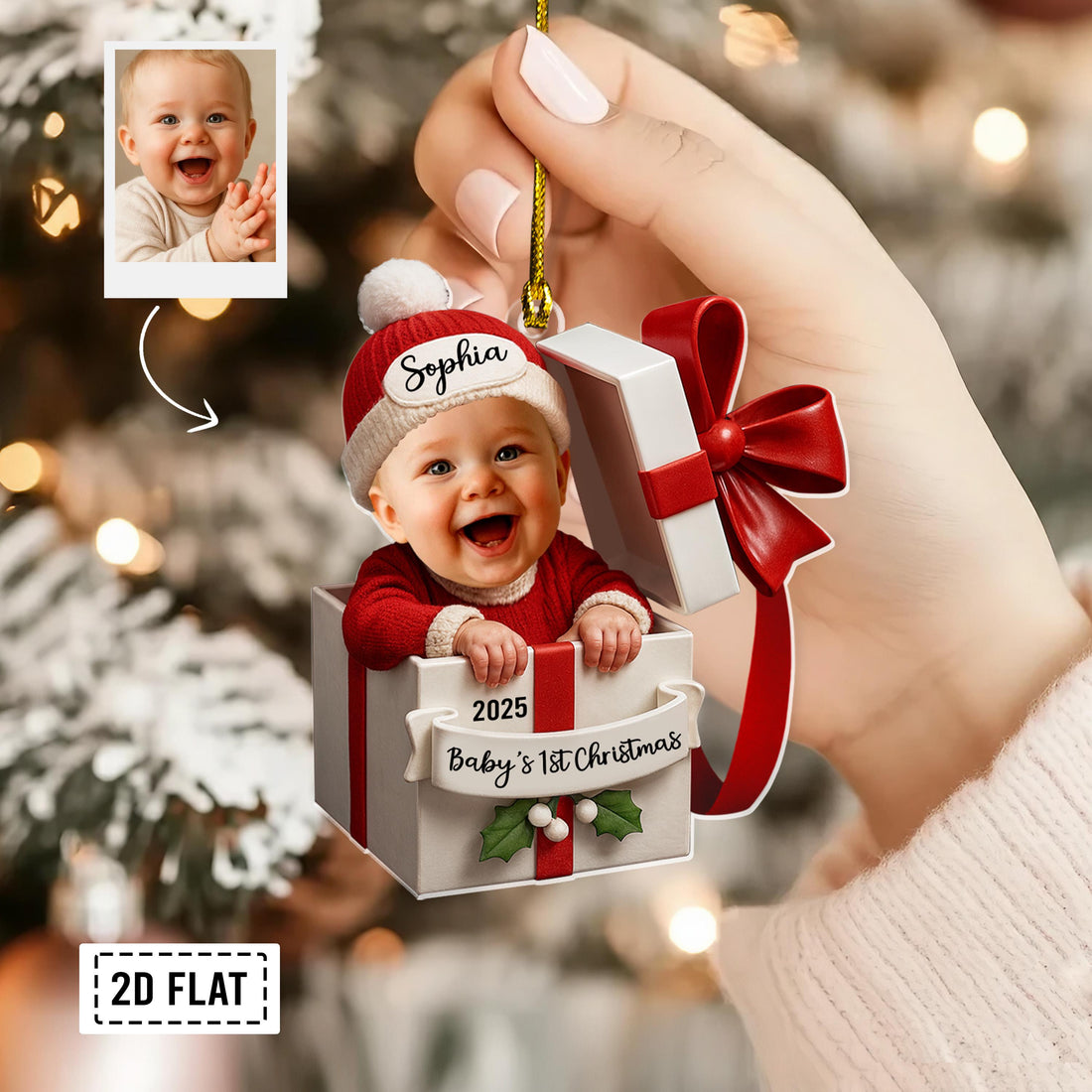 Baby’s First Christmas Ornament – Custom Baby Photo Acrylic Gift Box | Personalized Keepsake by H9Neko