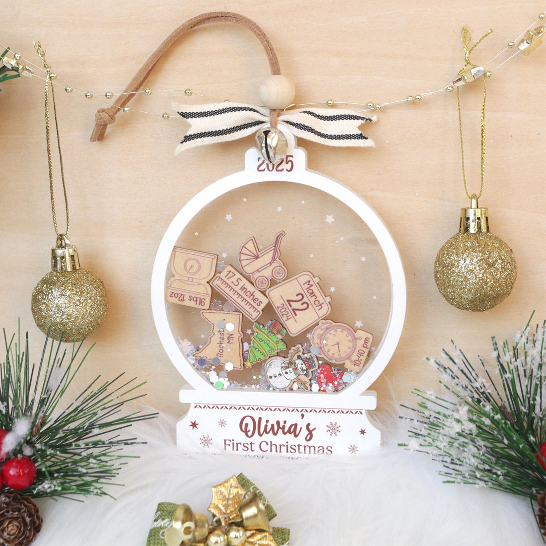 Baby’s First Christmas Ornament 2025 | Unique 4D Acrylic Shaker Keepsake Gift