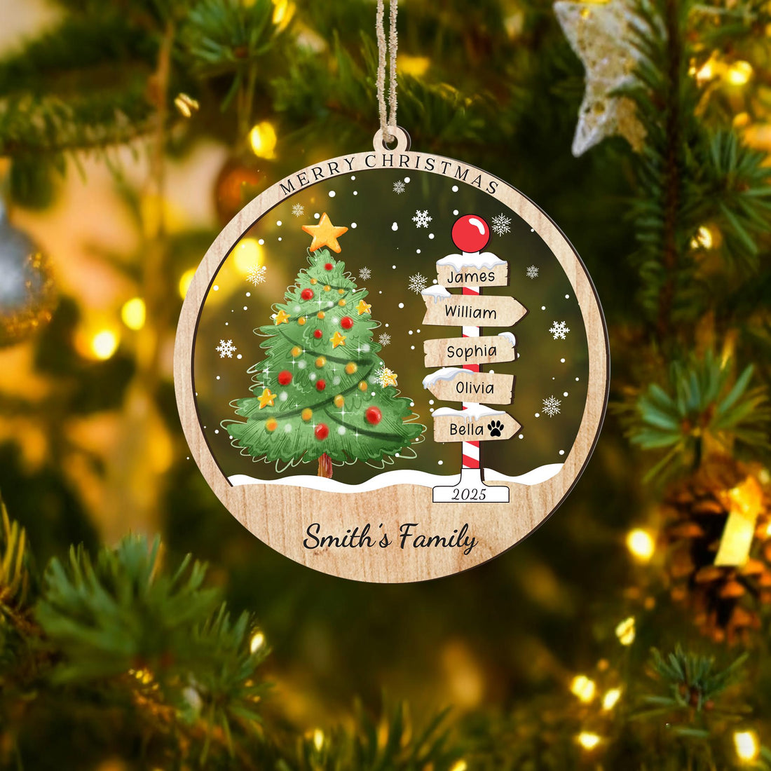 Personalized Christmas Ornament with Names,Custom 2026 Family Ornament,Christmas Tree Ornament,Christmas Tree Decor,Holiday Keepsake