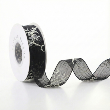 H9Neko Sheer Organza & Polyester Ribbon - Embroidered Floral - for Gift Wrapping & Crafts