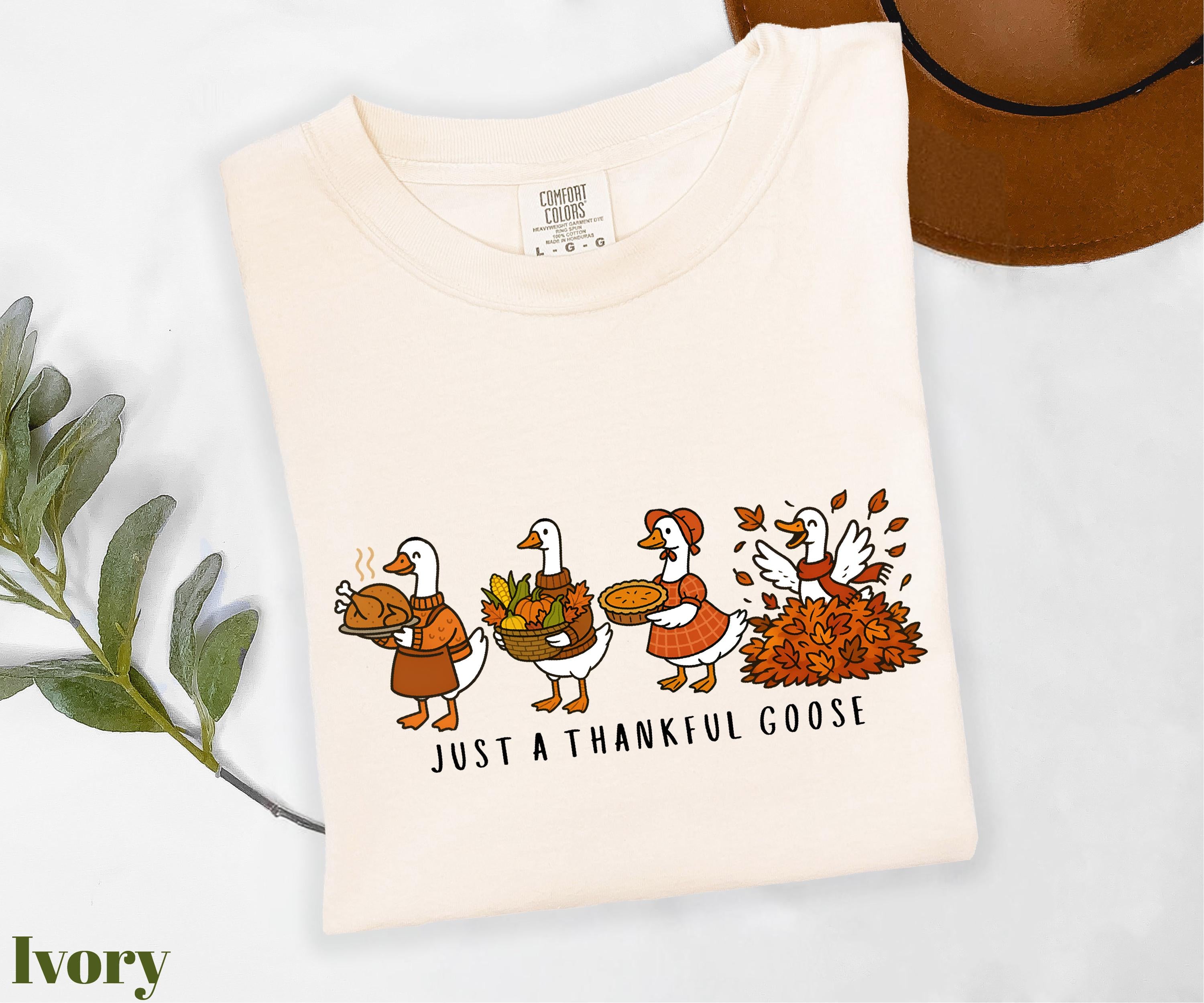 H9Neko Comfort Colors Thankful Goose Thanksgiving T-Shirt – Silly Goose Tee, Family Fall Shirt, Autumn Vibes Graphic Tee