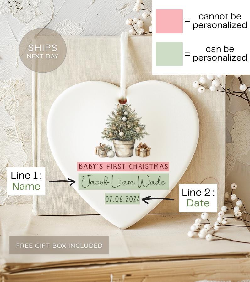 Personalized 2025 Baby’s First Christmas Ornament Gift by H9neko