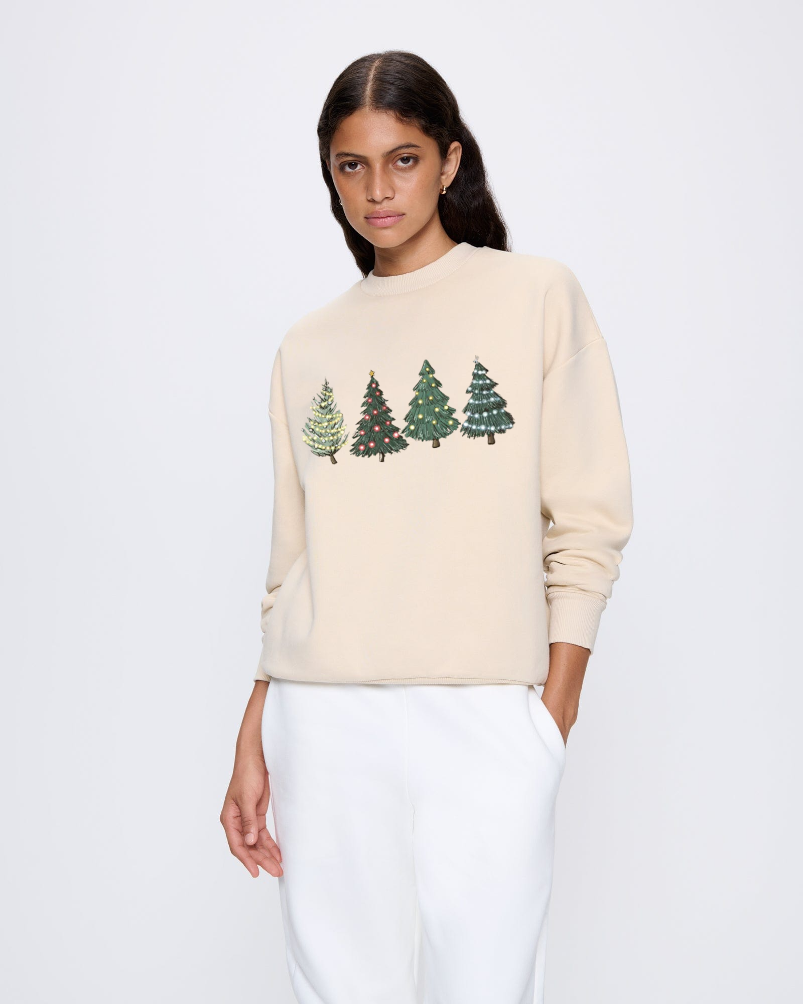 H9neko Christmas Tree Sweatshirt - Holiday Sweater for Women