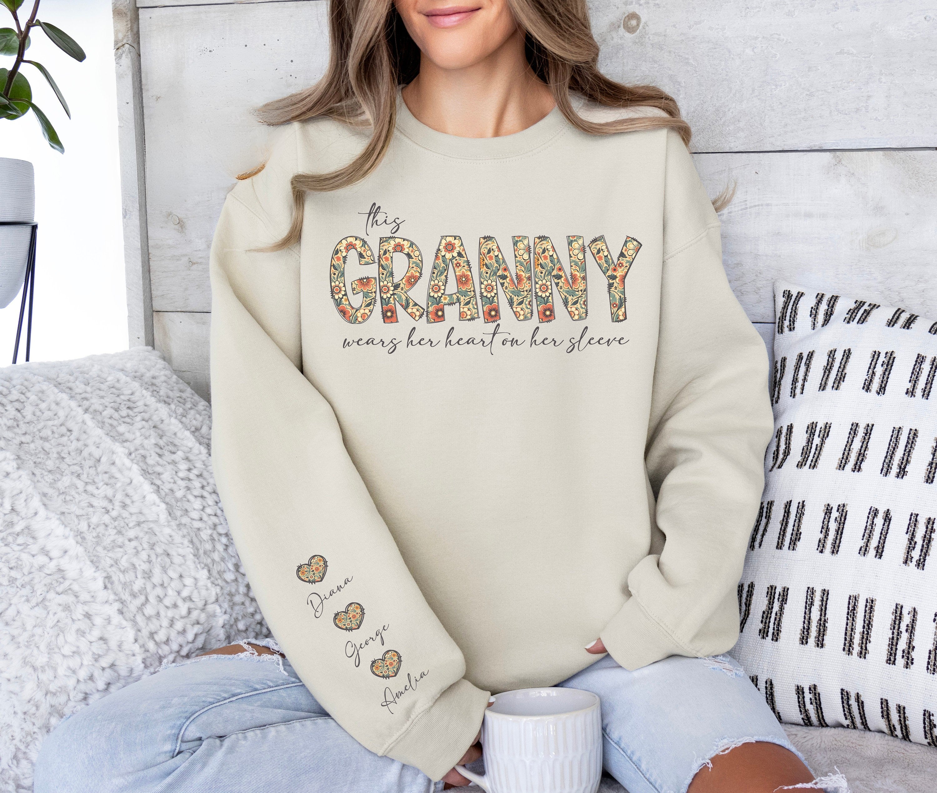 H9NEKO Custom Grandma Heart Sleeve Sweatshirt - Personalized Gift