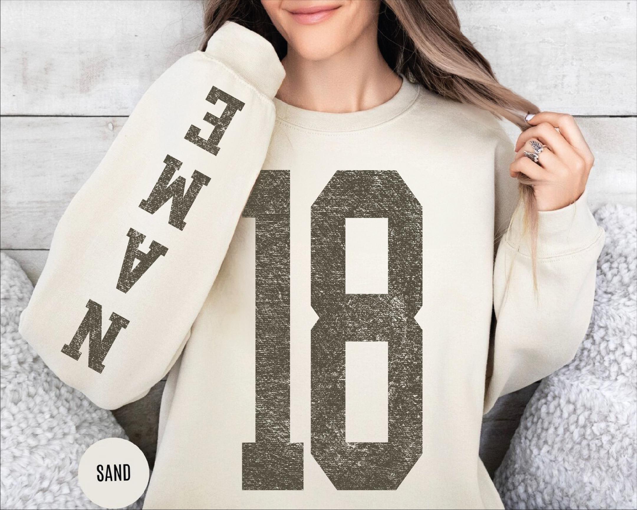 H9Neko Custom Number & Name Sleeve Print Sweatshirt – Personalized Game Day Team Spirit Pullover, School Mascot Support Sweater