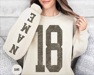 H9Neko Custom Number & Name Sleeve Print Sweatshirt – Personalized Game Day Team Spirit Pullover, School Mascot Support Sweater