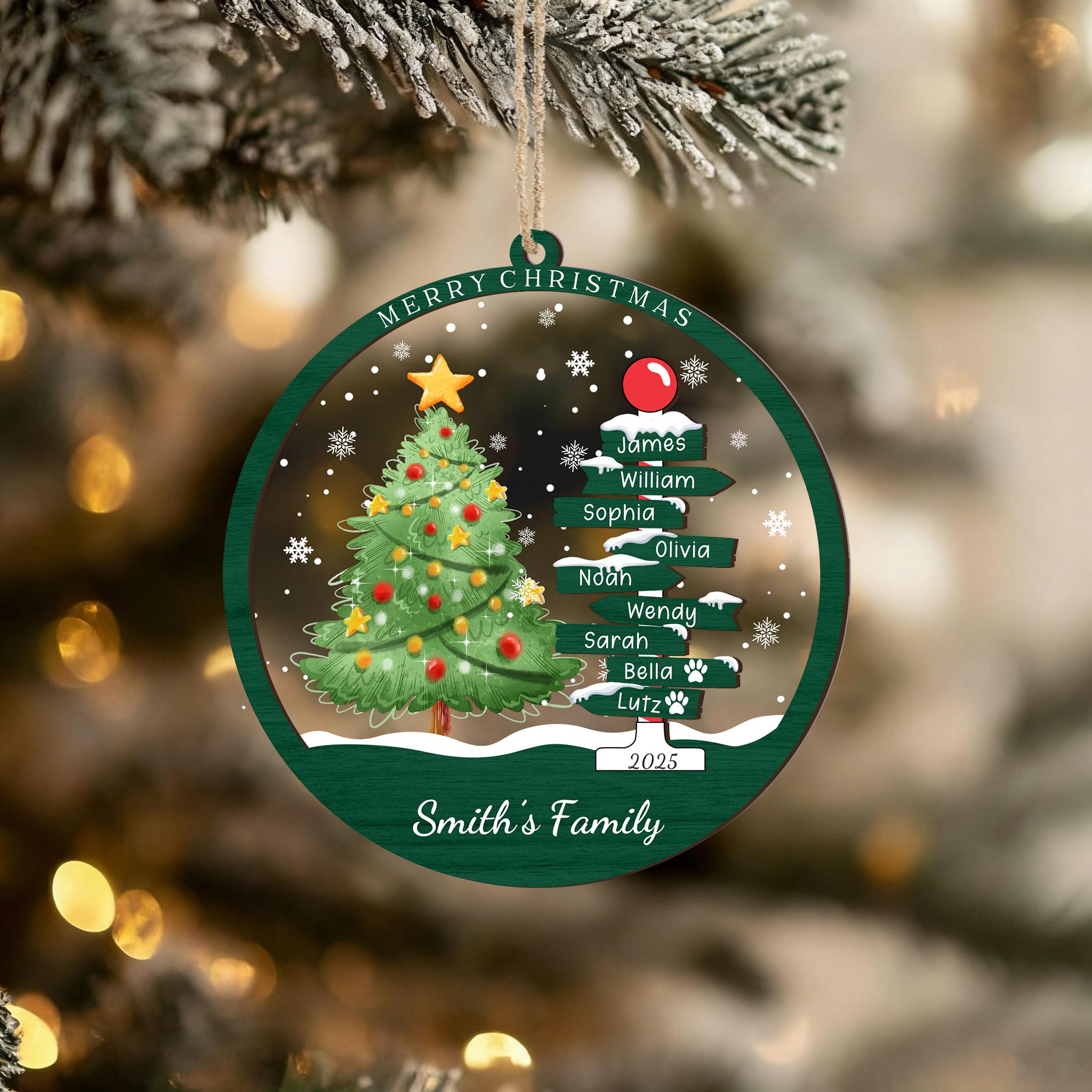 Personalized Christmas Ornament with Names,Custom 2026 Family Ornament,Christmas Tree Ornament,Christmas Tree Decor,Holiday Keepsake