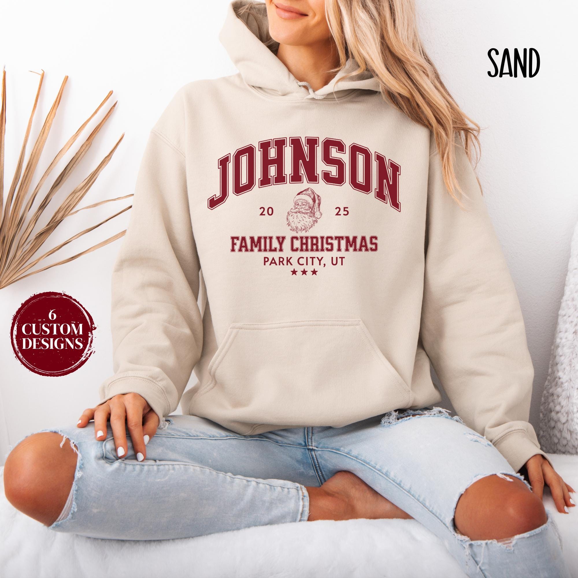 H9NEKO Personalized Family Christmas Hoodies - Vintage Santa Gift