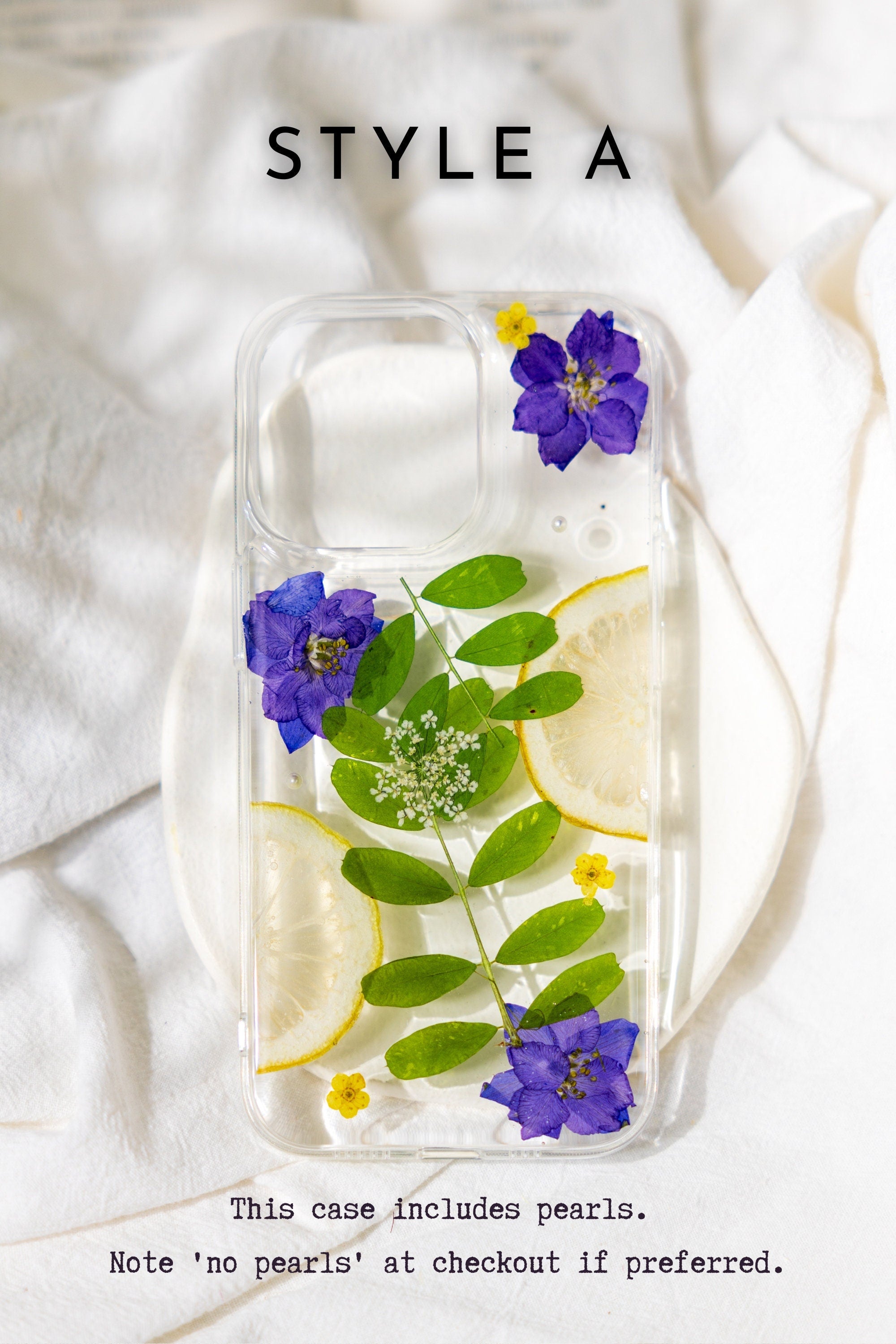 Real Pressed Flower Phone Case – Handmade Floral Resin Cover for iPhone 17/16/15 Pro Max | H9Neko