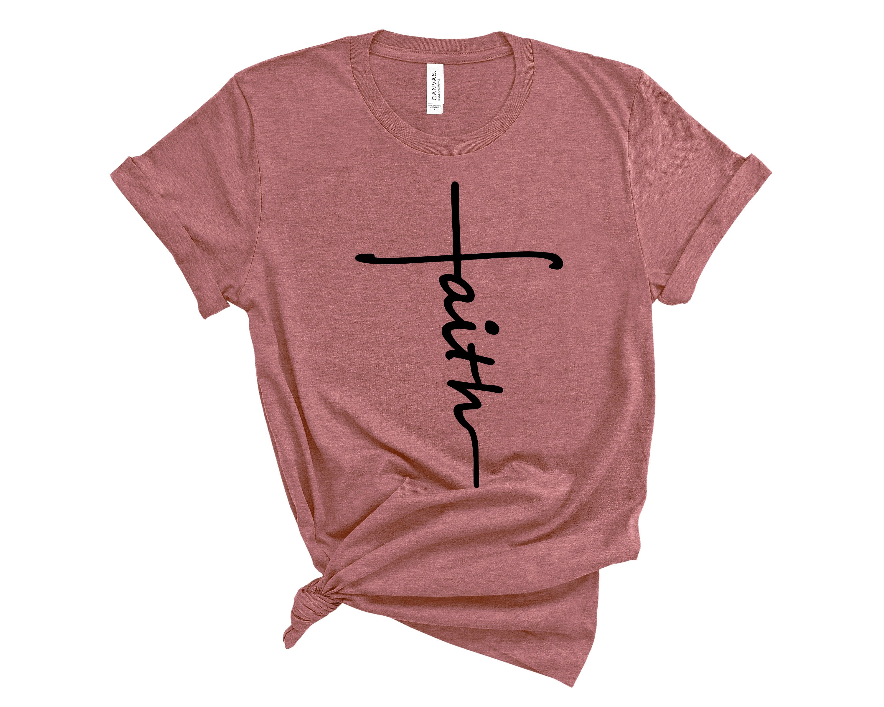 H9Neko Faith Cross Shirt – Christian T-Shirt with Vertical Cross, Inspiring Jesus & Grace Gift