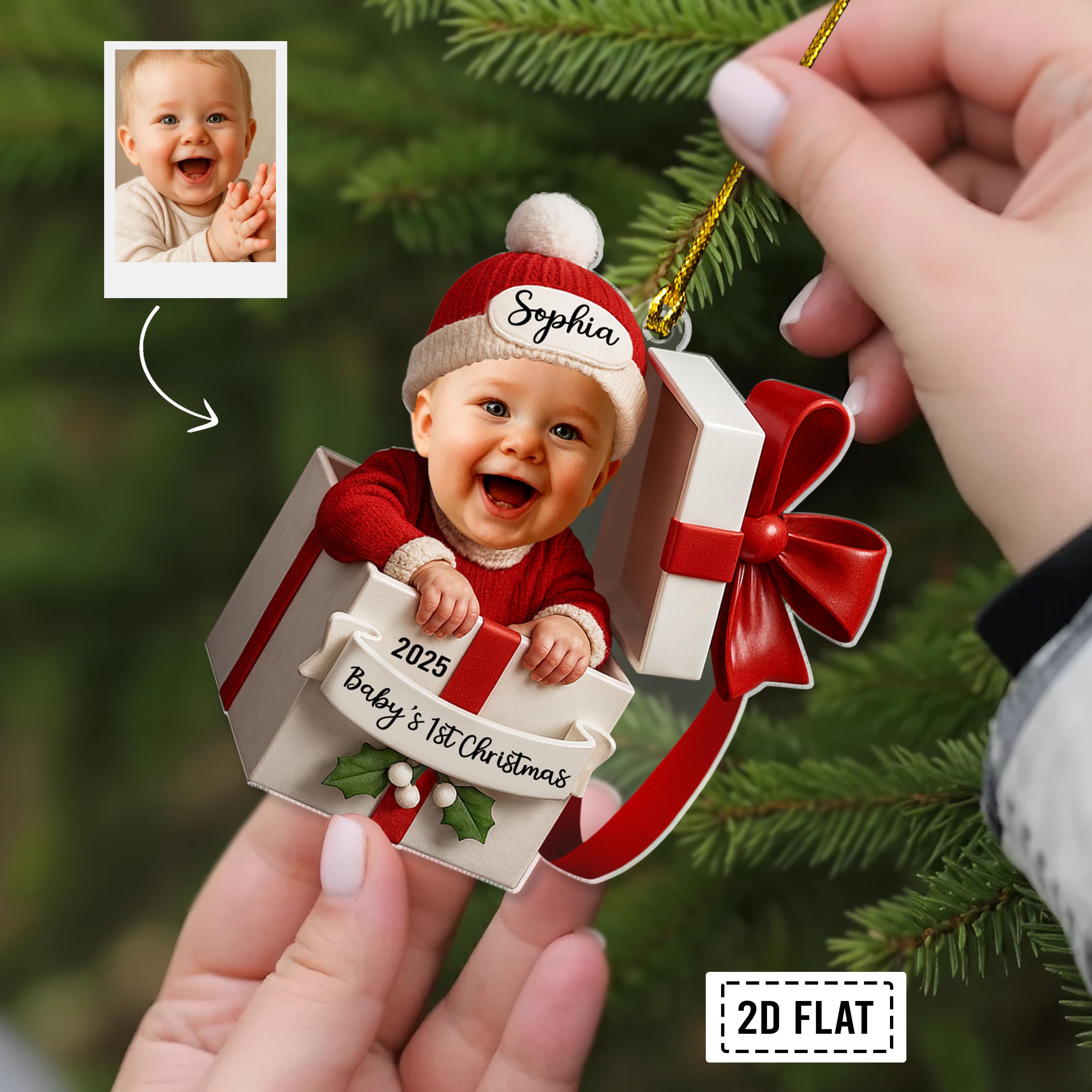 Baby’s First Christmas Ornament – Custom Baby Photo Acrylic Gift Box | Personalized Keepsake by H9Neko