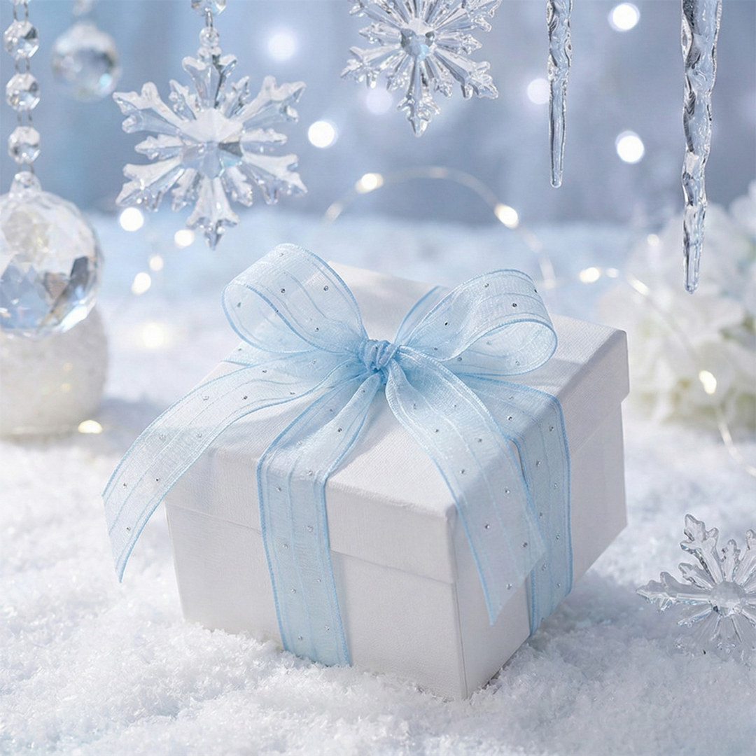 Sky Blue Polka Dot Mesh Ribbon 1" x 10yd | Snowy Effect for Wreaths & Crafts | H9Neko