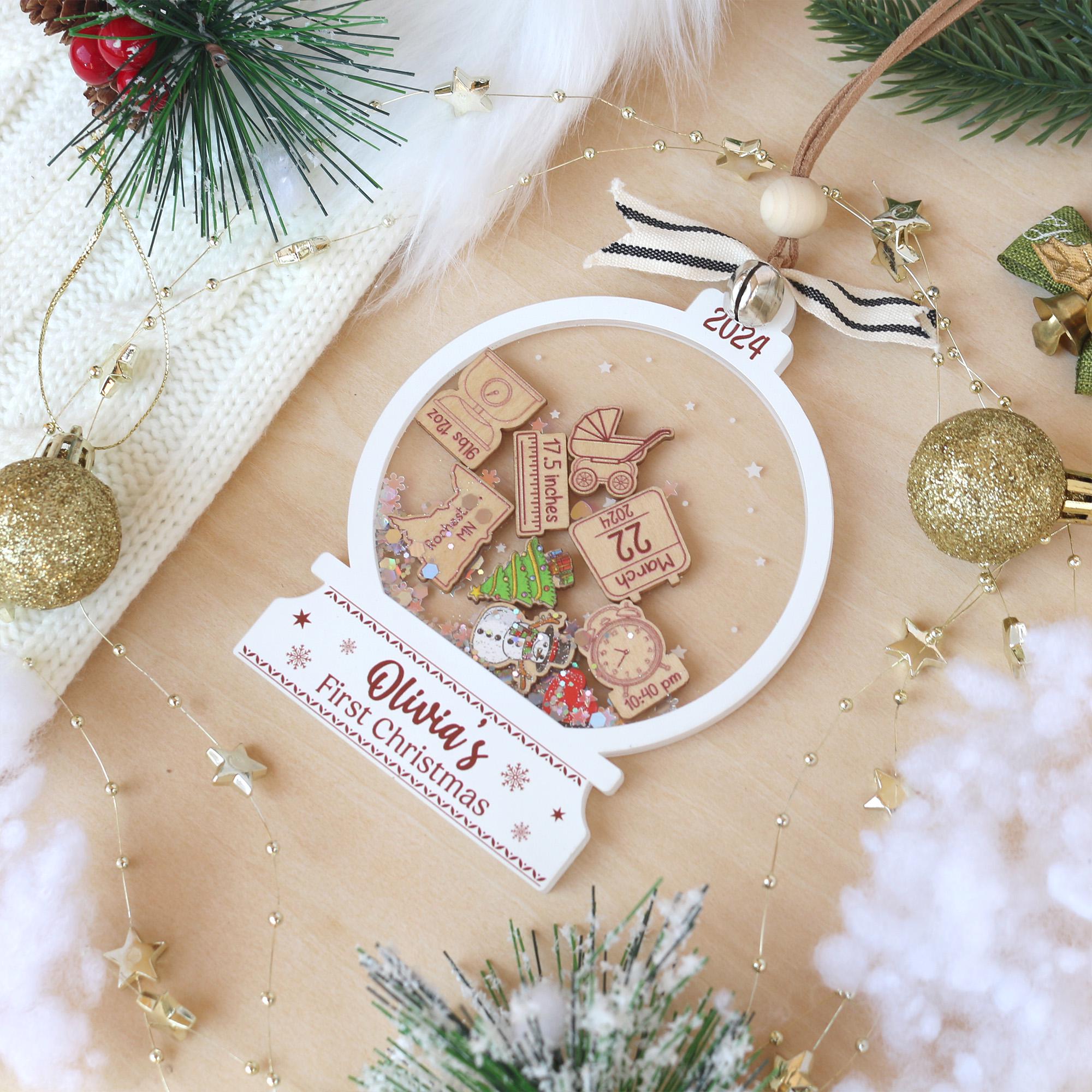 Baby’s First Christmas Ornament 2025 | Unique 4D Acrylic Shaker Keepsake Gift