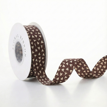 Chocolate Brown Heart Ribbon 1" x 10yd | Cozy Autumn Gift Wrapping & Thanksgiving | H9Neko
