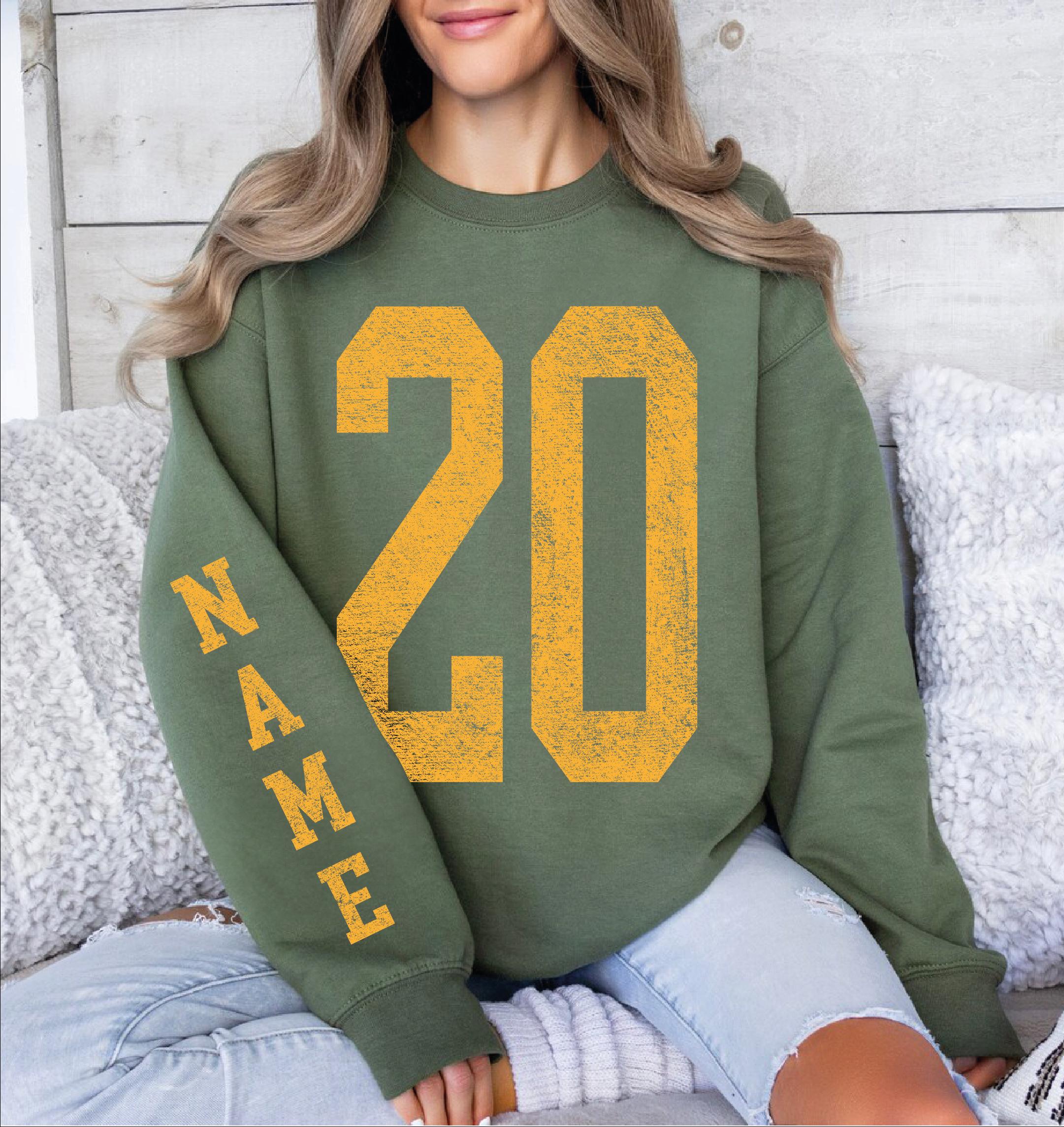 H9Neko Custom Number & Name Sleeve Print Sweatshirt – Personalized Game Day Team Spirit Pullover, School Mascot Support Sweater