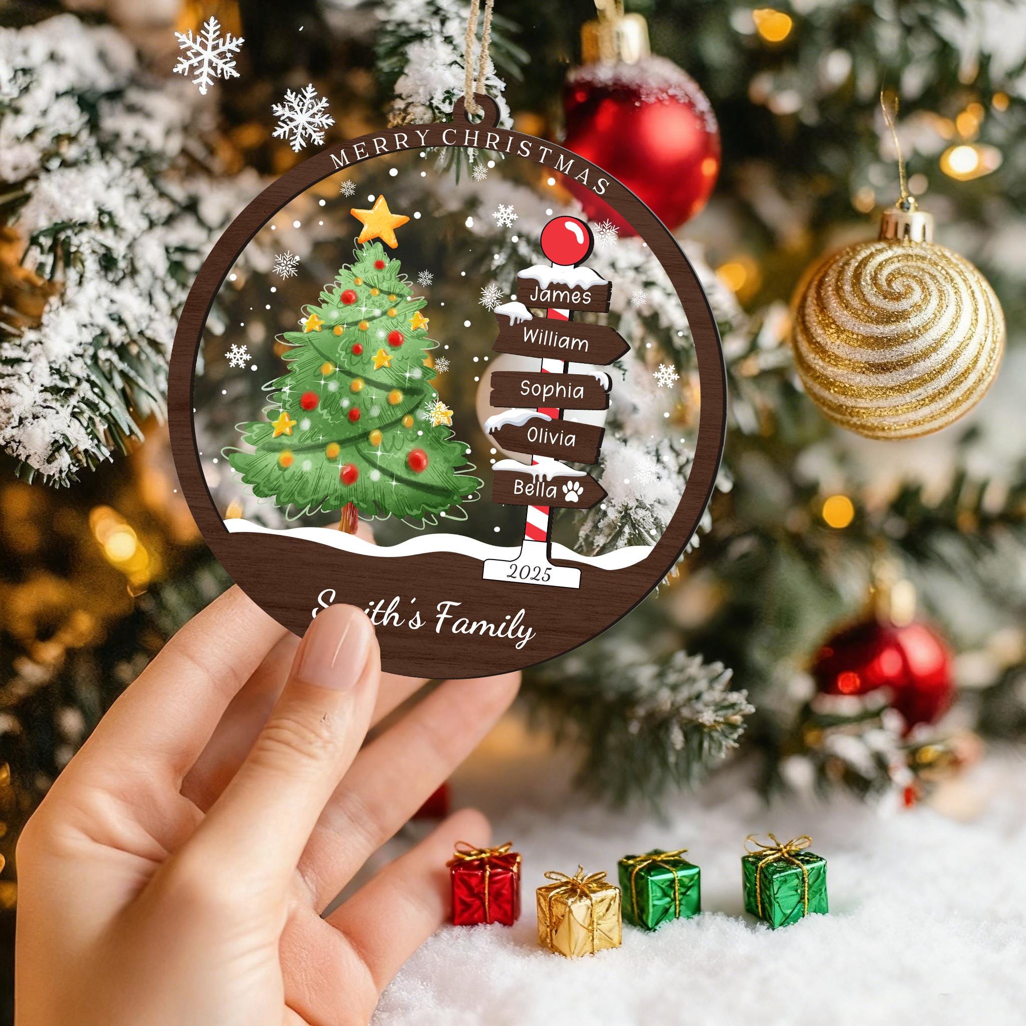 Personalized Christmas Ornament with Names,Custom 2026 Family Ornament,Christmas Tree Ornament,Christmas Tree Decor,Holiday Keepsake