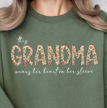H9NEKO Custom Grandma Heart Sleeve Sweatshirt - Personalized Gift