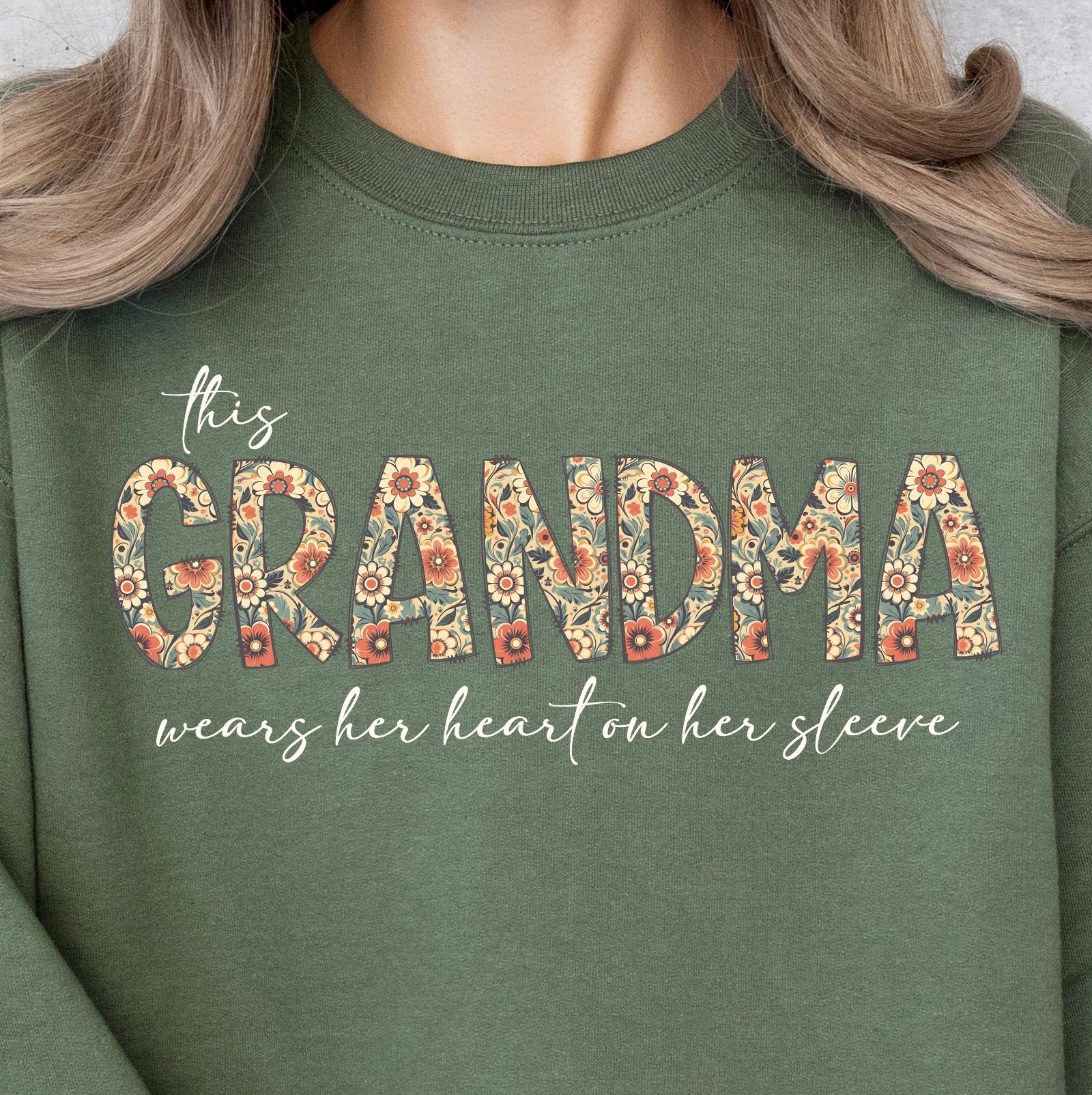 H9NEKO Custom Grandma Heart Sleeve Hoodie - Personalized Grandparent Gift
