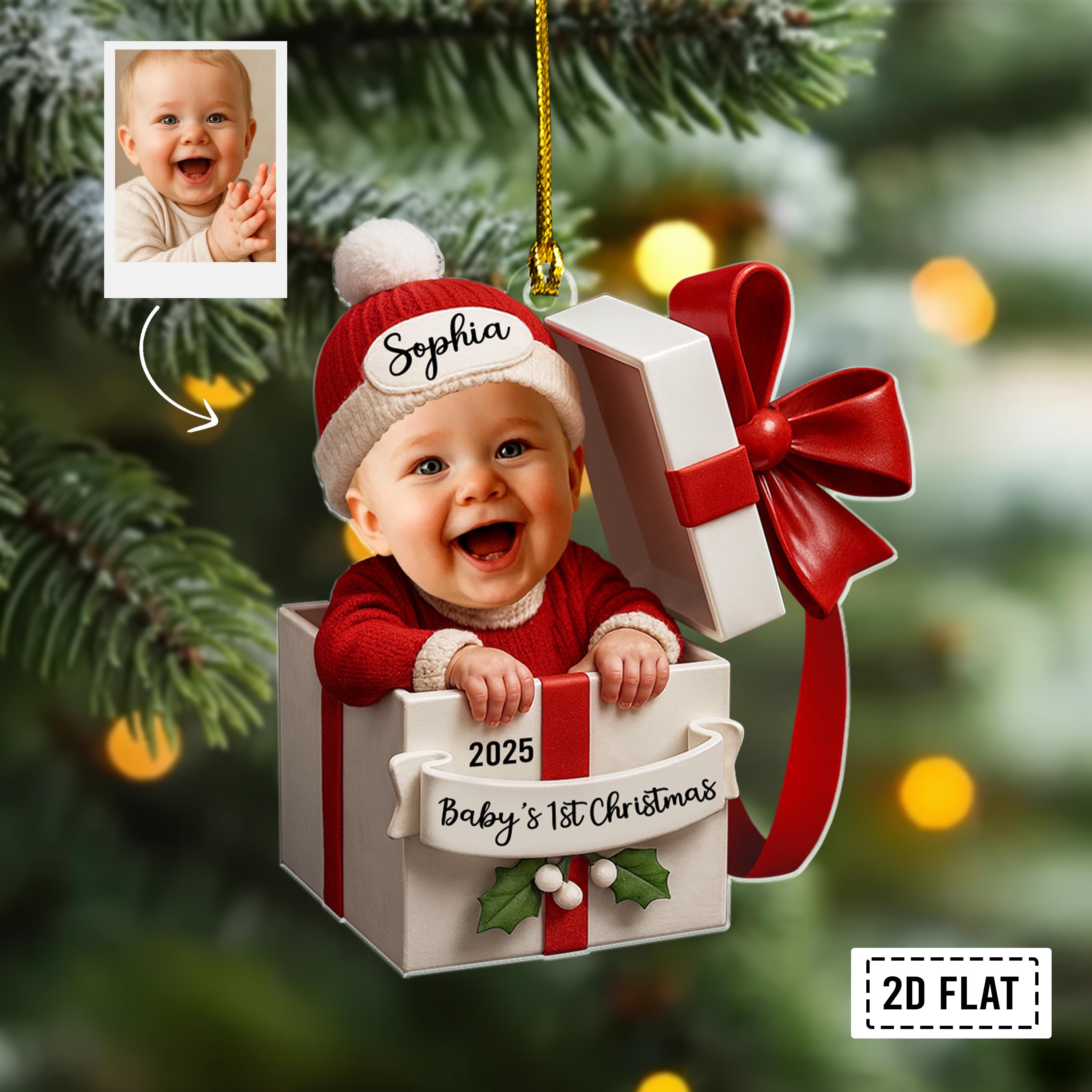 Baby’s First Christmas Ornament – Custom Baby Photo Acrylic Gift Box | Personalized Keepsake by H9Neko