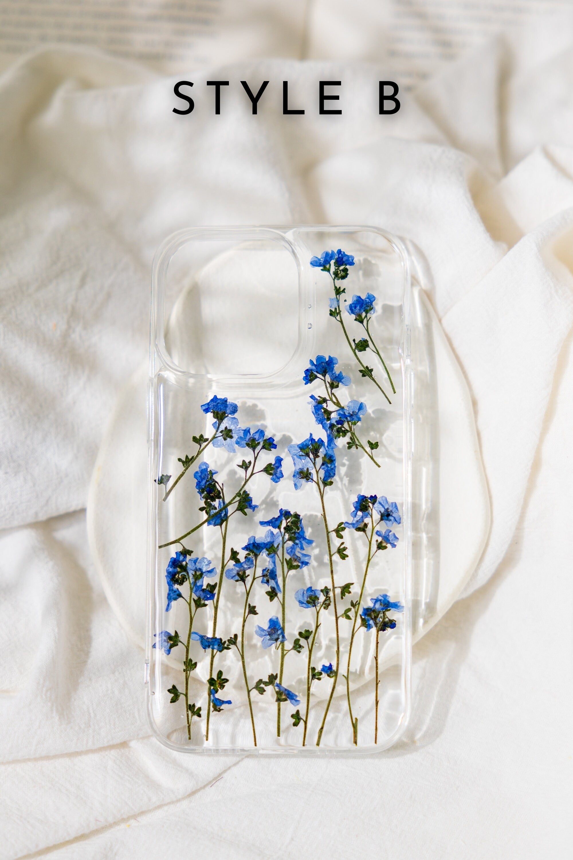 Real Pressed Flower Phone Case – Handmade Floral Resin Cover for iPhone 17/16/15 Pro Max | H9Neko