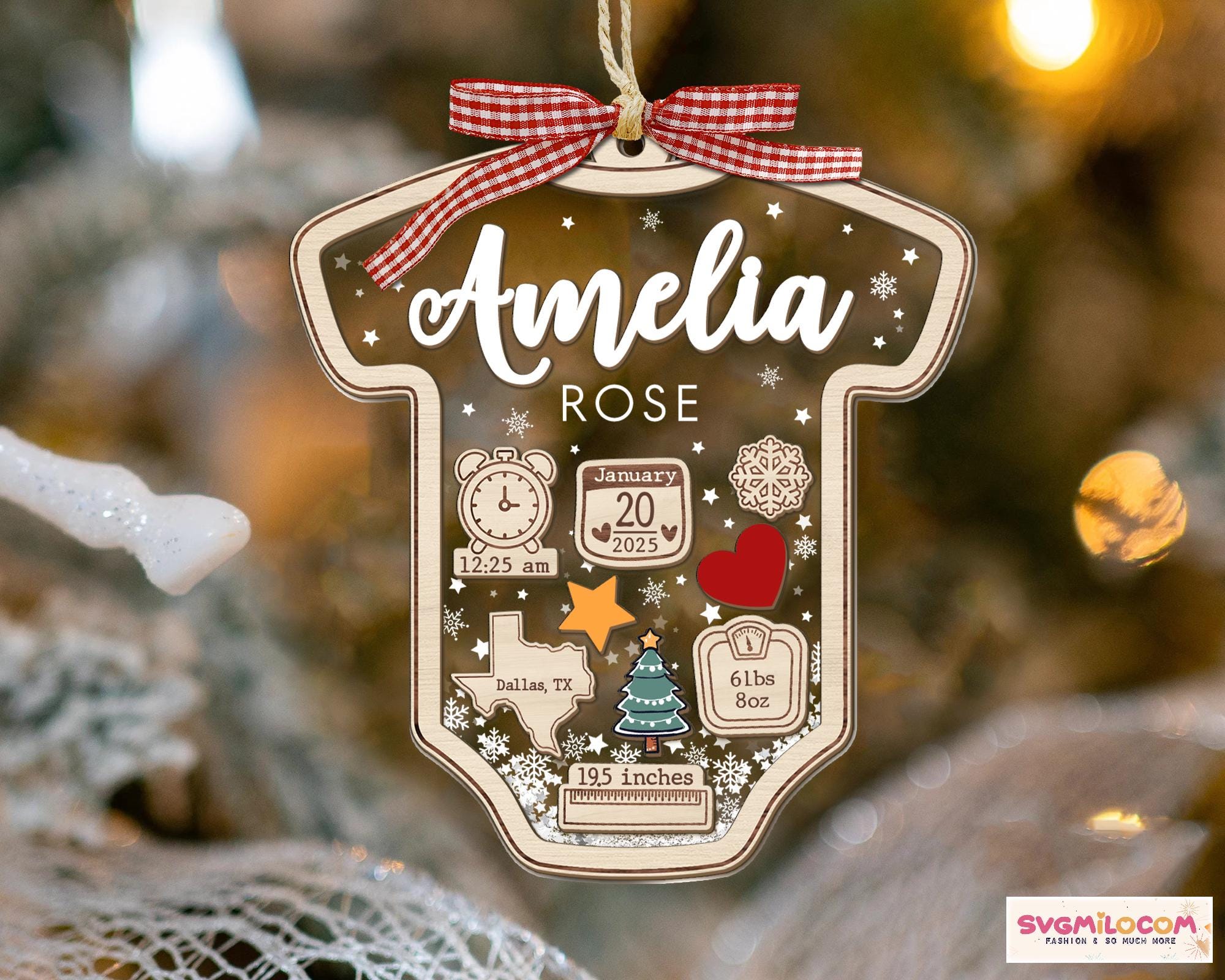 Personalized 4D Shaker Baby Keepsake Ornament for First Christmas