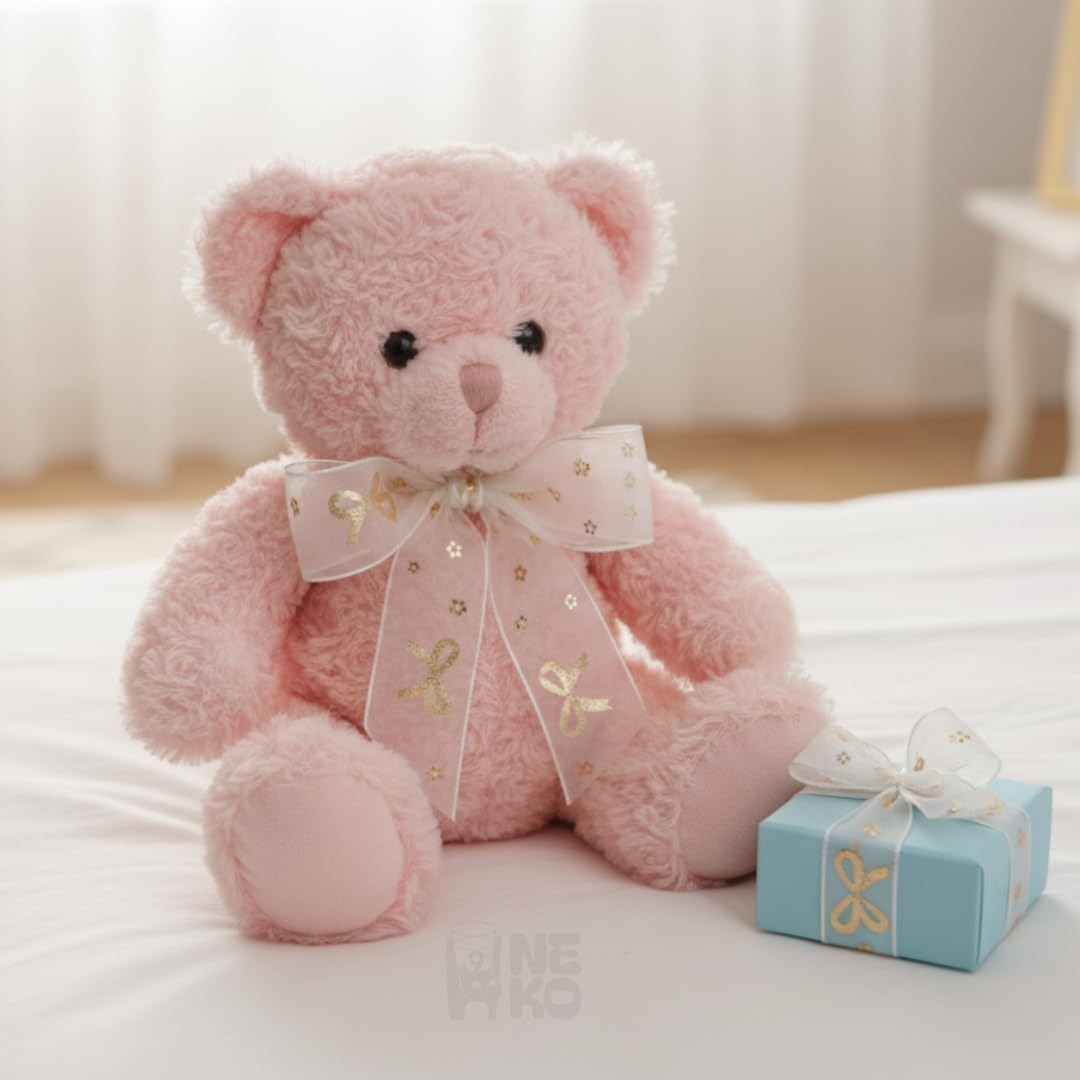 H9Neko 1-Inch Gold Foil Sheer Organza Ribbon |10 Yards Decorative Metallic Print Craft Ribbon for Gift Wrapping, Wedding, Floral Arrangements (Bow)