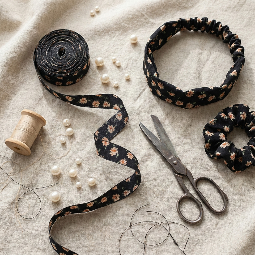 Black & Peach Blossom Ribbon 1" x 10yd | Sophisticated Fall Gift Wrapping Trim | H9Neko