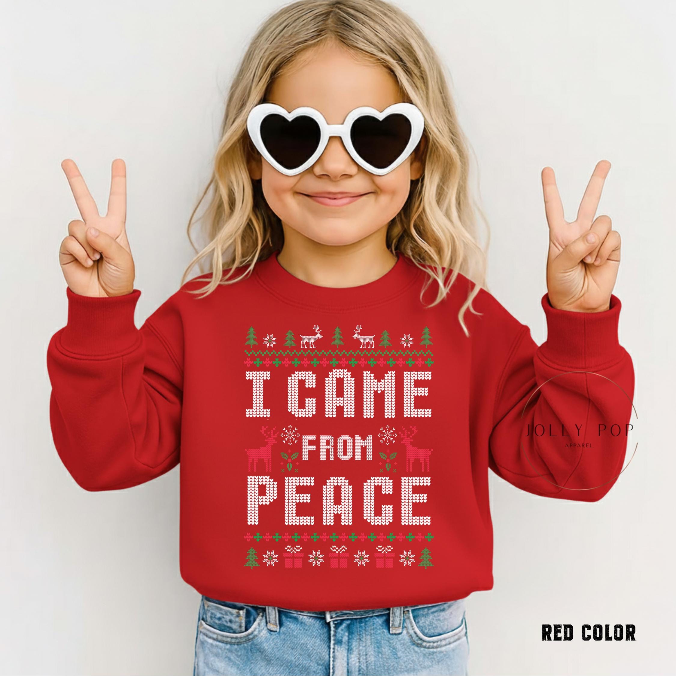 H9NEKO Couples Ugly Christmas Hoodie - "Come in Peace" Matching Pullover
