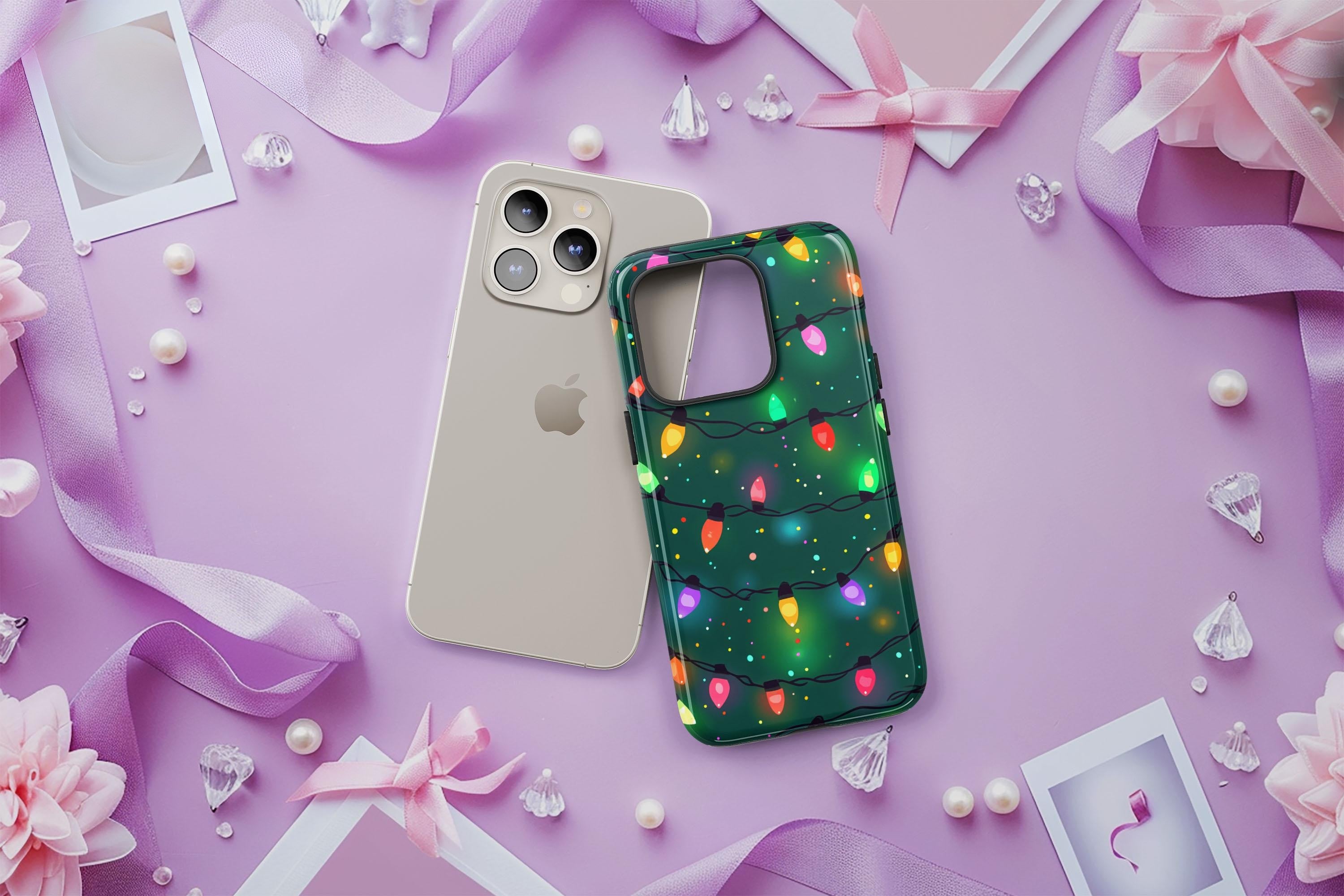 Green Christmas Lights Holiday Phone Case – Festive iPhone 17/16/15 Pro Max Cover