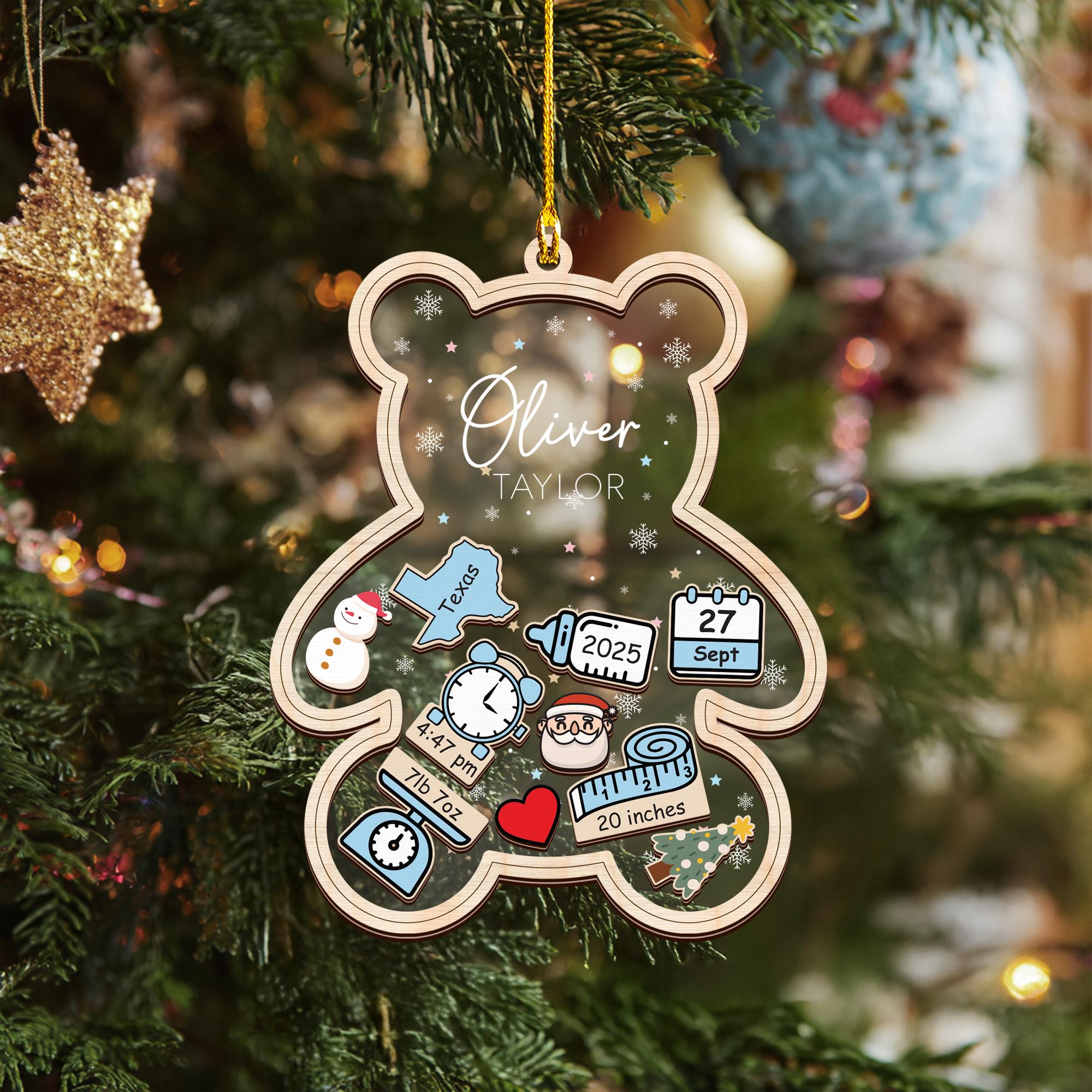 H9neko Personalized Birth Stats Baby First Christmas Shaker 2025