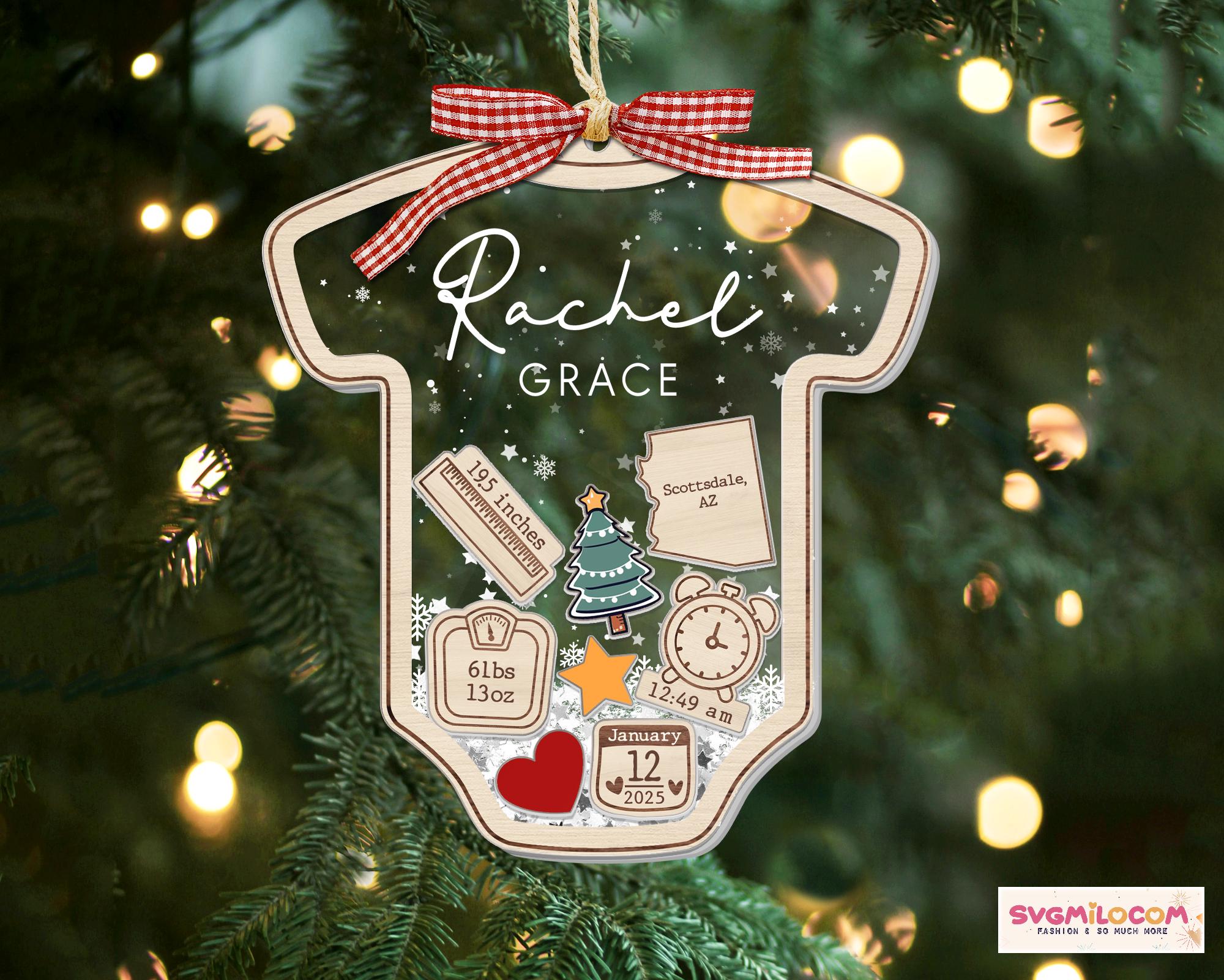 Personalized 4D Shaker Baby Keepsake Ornament for First Christmas