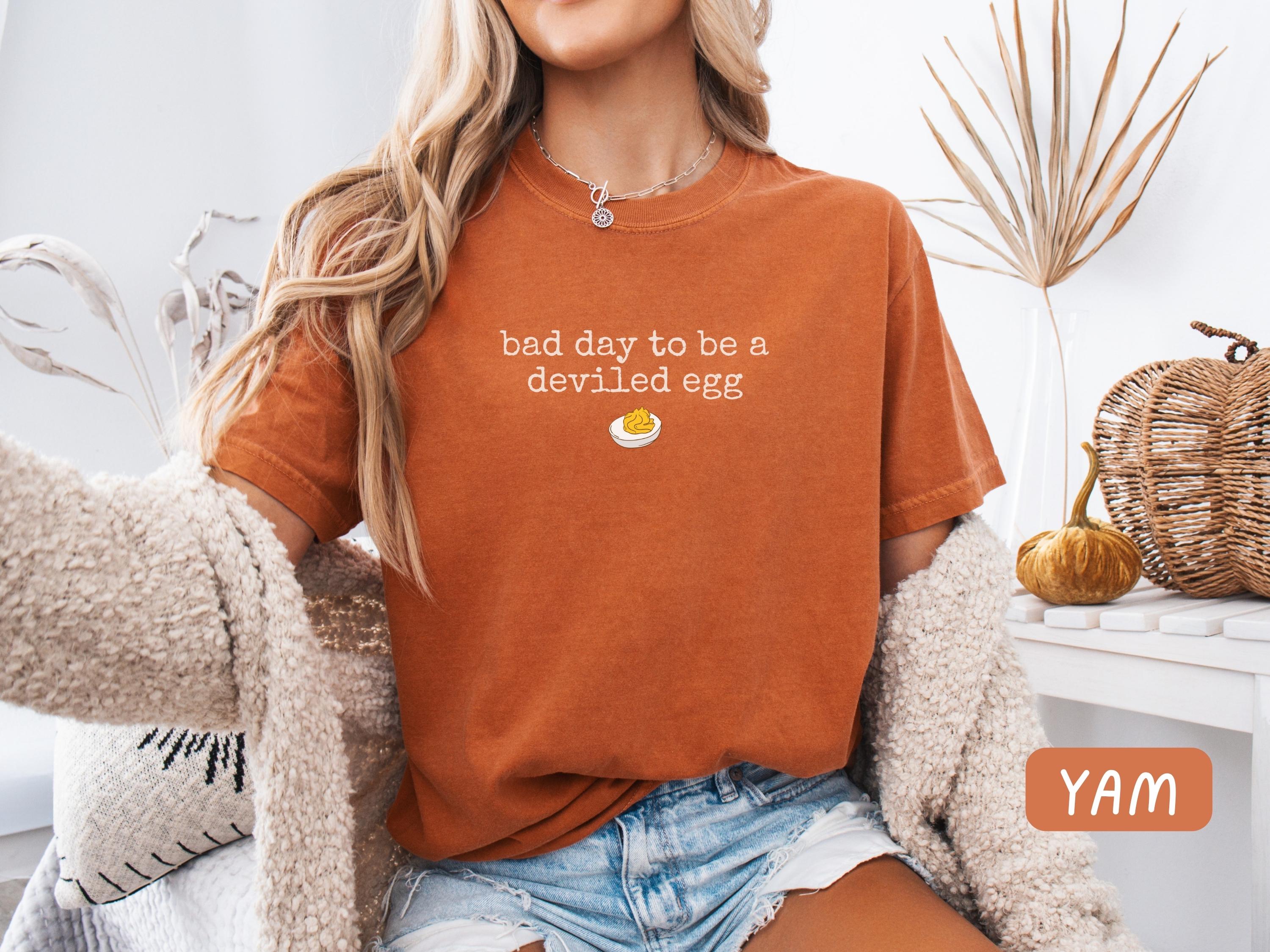 H9Neko Funny Thanksgiving Shirt – “Bad Day to Be a Deviled Egg” Comfort Colors Tee, Sarcastic Friendsgiving Food Humor T-Shirt