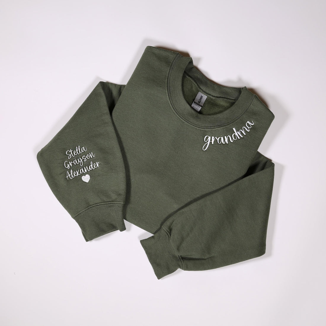 H9Neko Personalized Grandma Embroidered Hoodie – Custom Grandkid Names on Sleeve, Gigi Mimi Nana Birthday & Announcement Gift