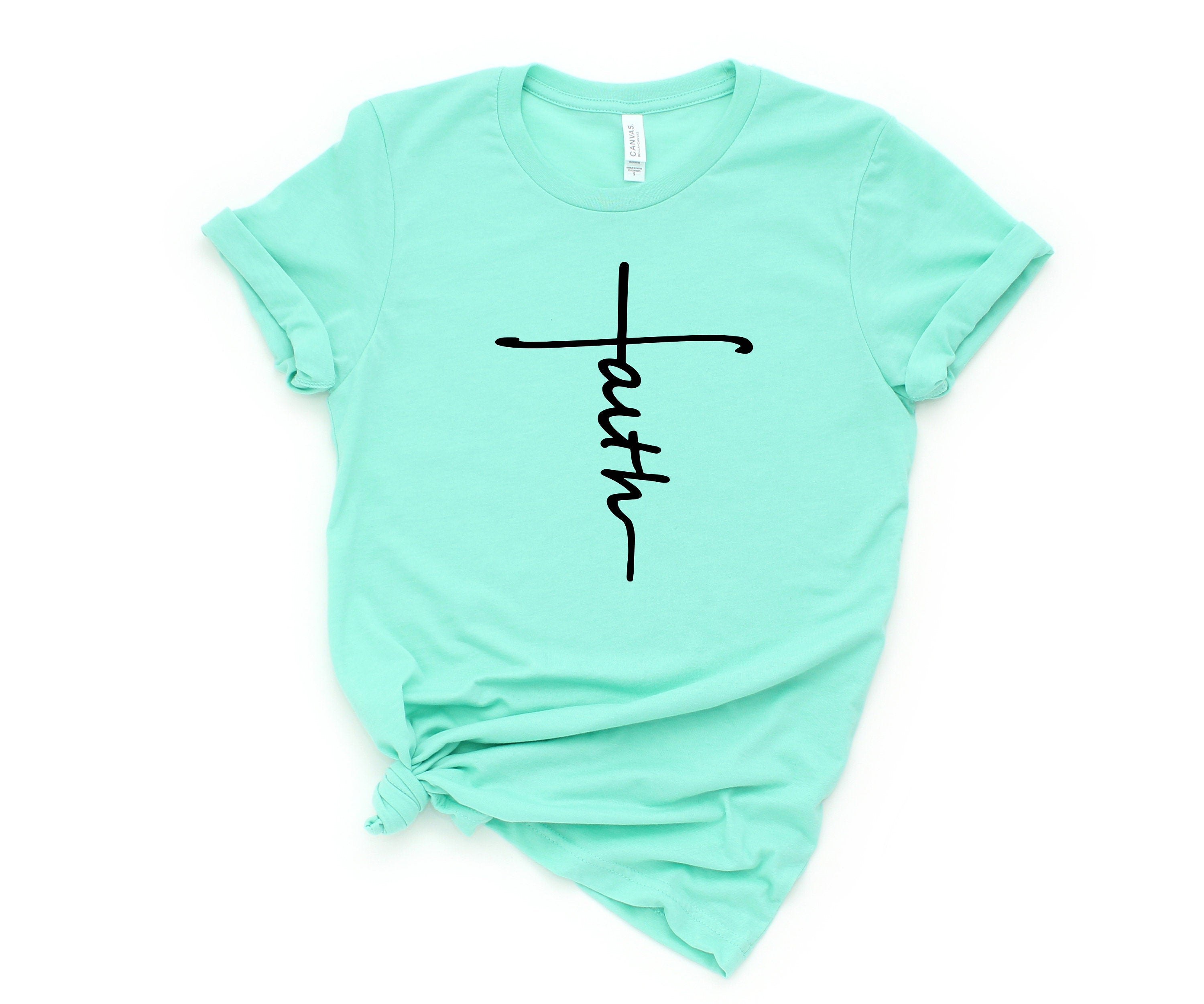 H9Neko Faith Cross Shirt – Christian T-Shirt with Vertical Cross, Inspiring Jesus & Grace Gift