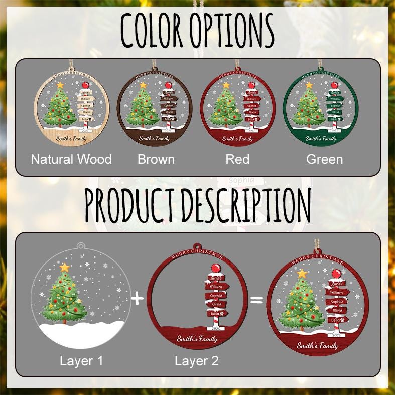 Personalized Christmas Ornament with Names,Custom 2026 Family Ornament,Christmas Tree Ornament,Christmas Tree Decor,Holiday Keepsake