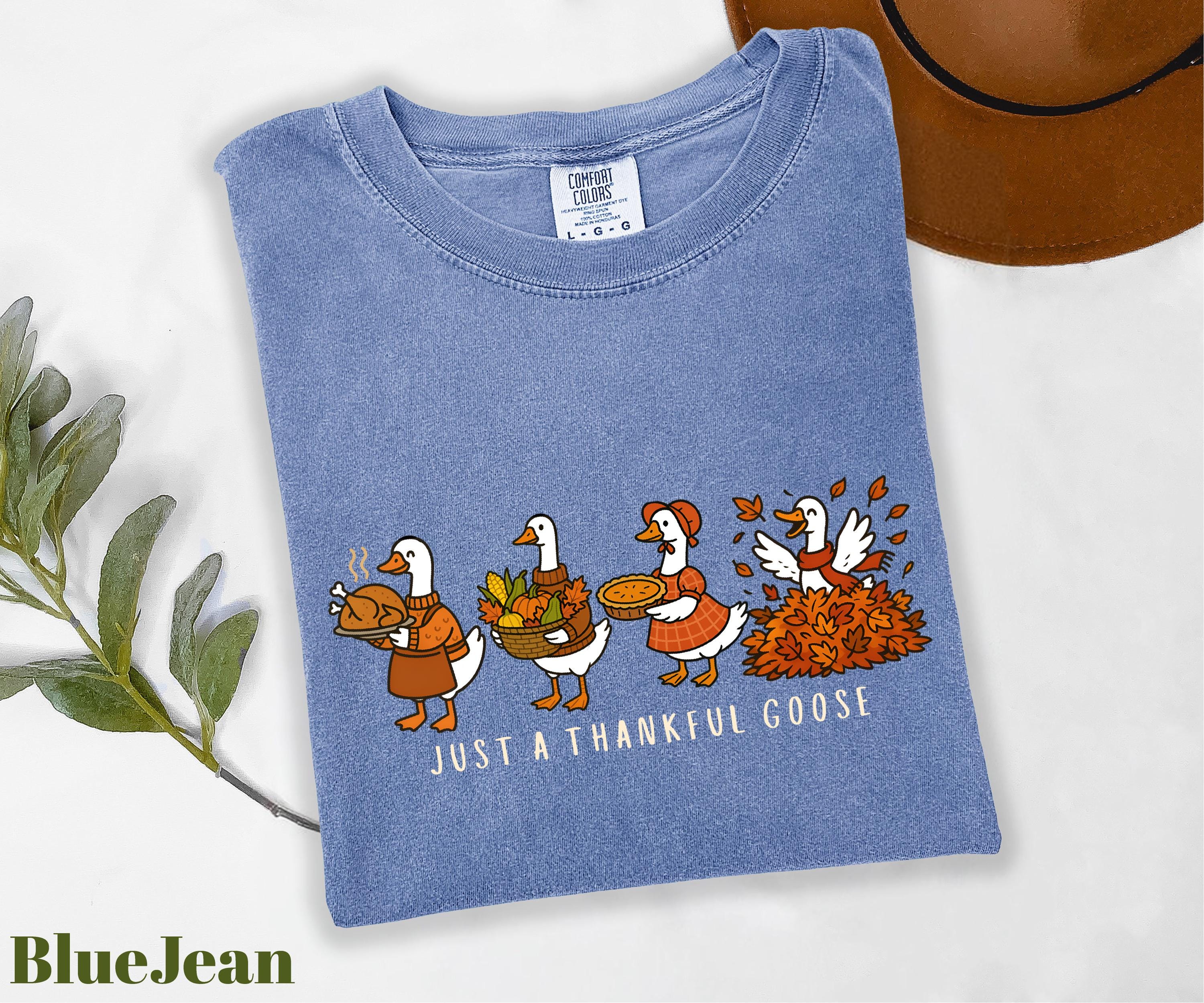 H9Neko Comfort Colors Thankful Goose Thanksgiving T-Shirt – Silly Goose Tee, Family Fall Shirt, Autumn Vibes Graphic Tee